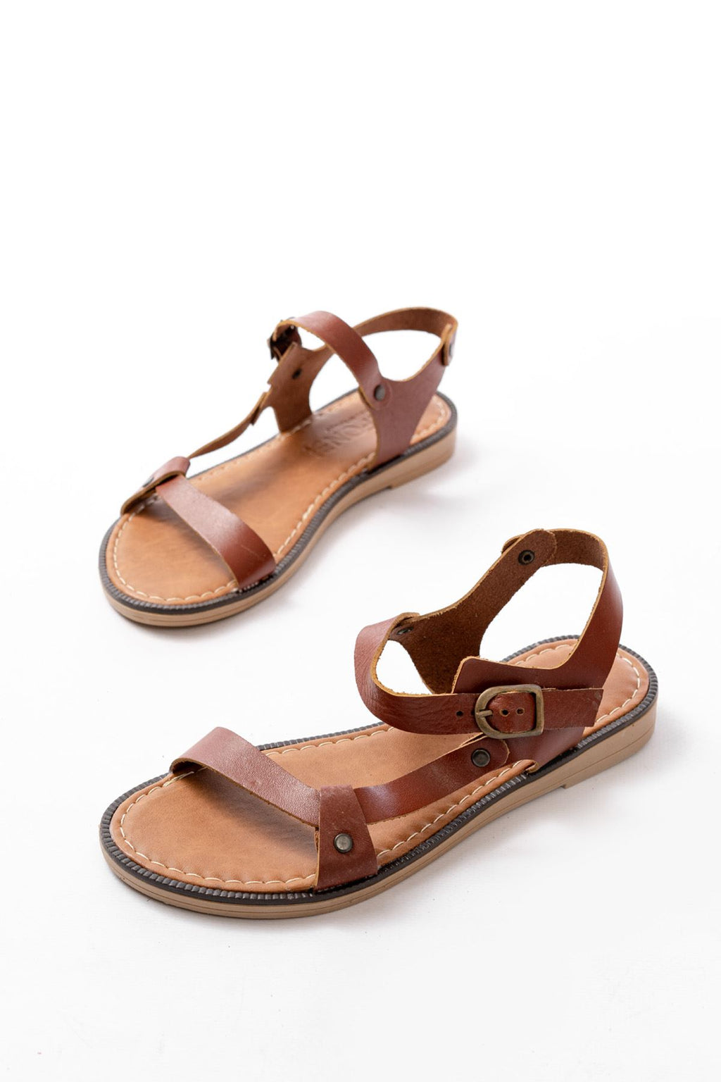 Ayakkabı Aşkı Koyu Kahve Hakiki Deri Tokalı Kadın Sandalet - Ayakkabı Aşkı