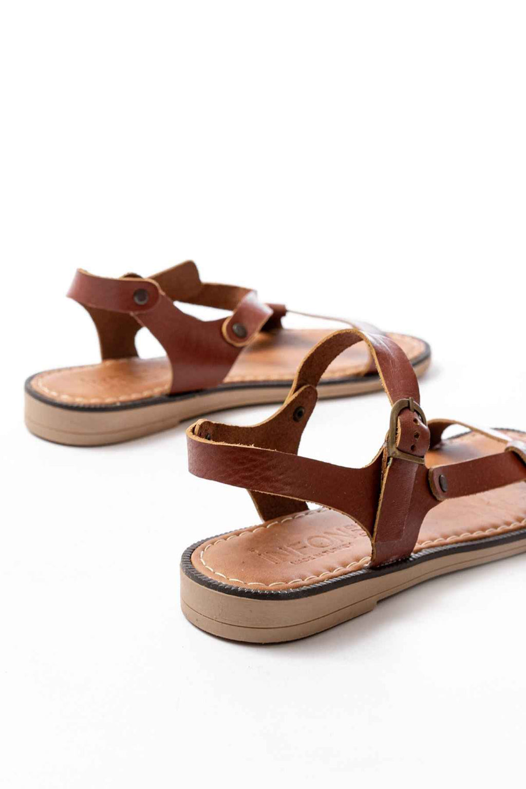 Ayakkabı Aşkı 205-090 Koyu Kahve  Hakiki Deri Tokalı Kadın Sandalet