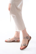 Ayakkabı Aşkı Bej Ortopedik Hakiki Deri Kadın Sandalet - Ayakkabı Aşkı