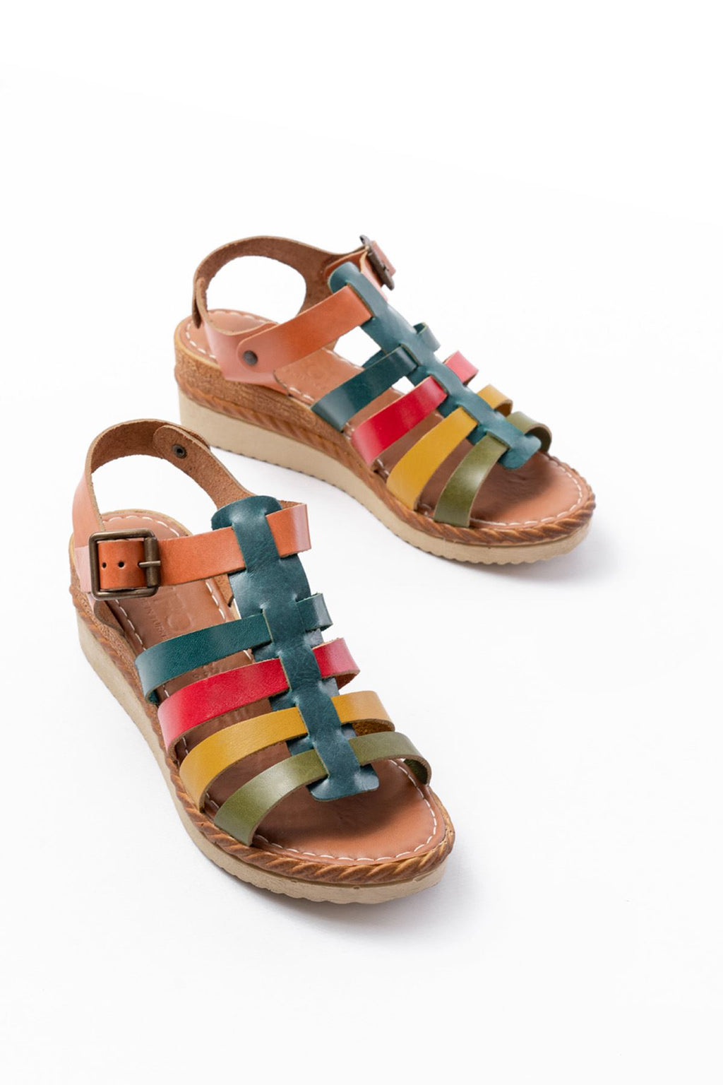 Ayakkabı Aşkı Multi Hakiki Deri Dolgu Topuklu Günlük Kadın Sandalet - Ayakkabı Aşkı