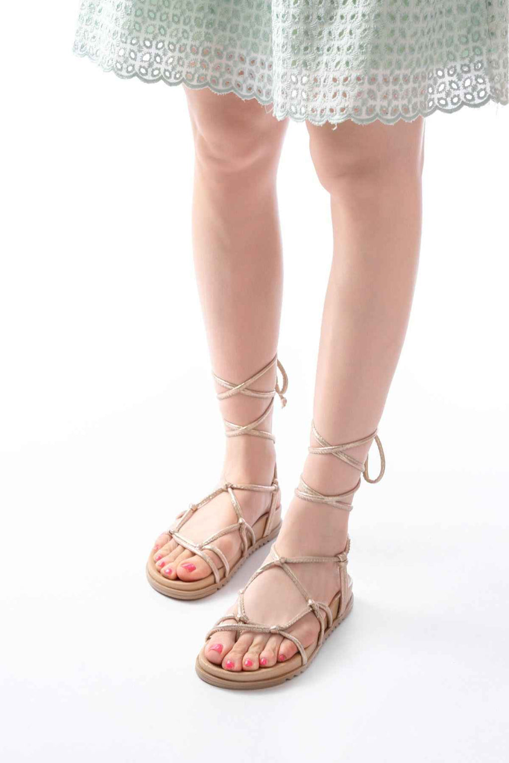 Ayakkabı Aşkı 1001-1001 Rose  Bilekten Bağcıklı Kadın Sandalet