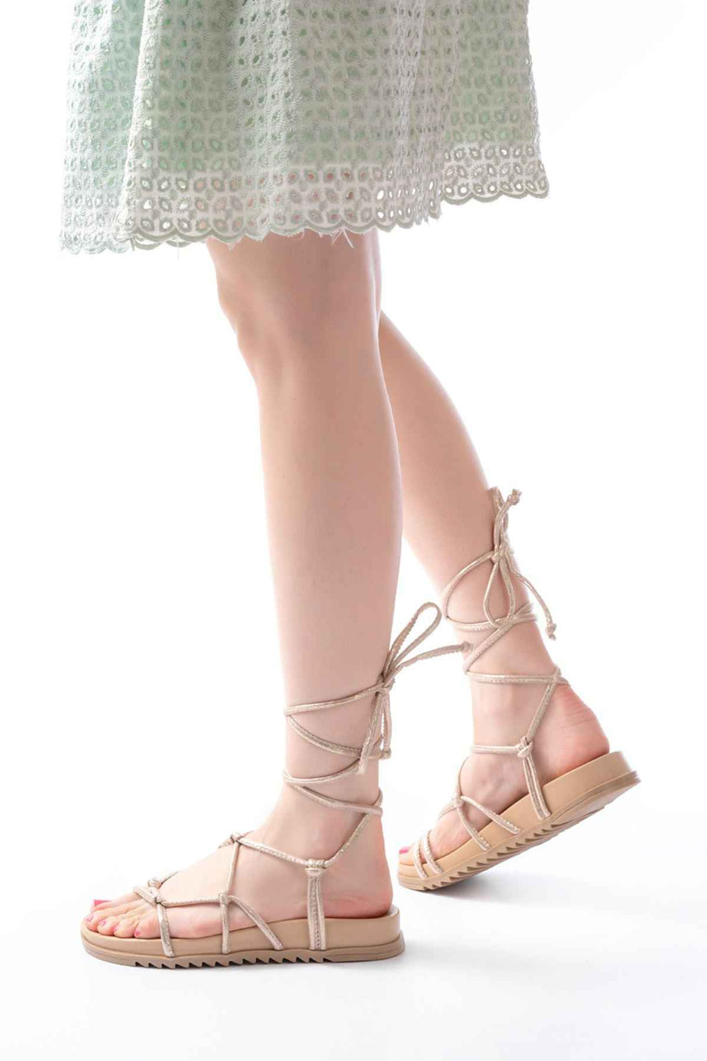 Ayakkabı Aşkı 1001-1001 Rose  Bilekten Bağcıklı Kadın Sandalet