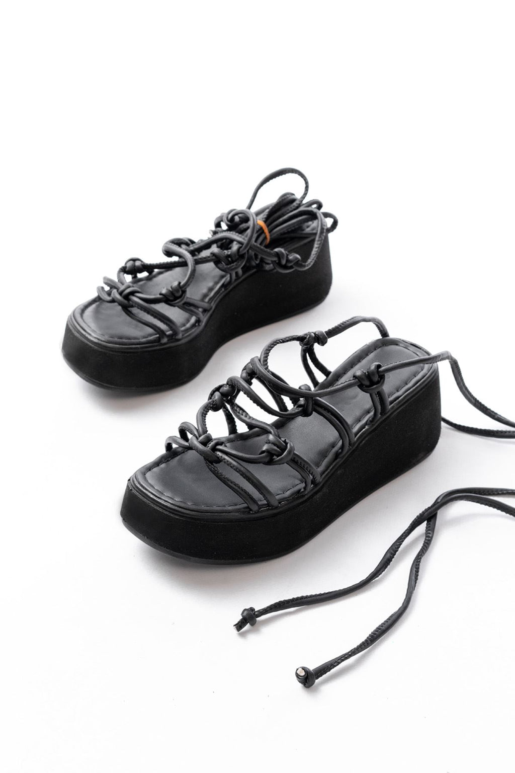 Ayakkabı Aşkı 1023 Siyah Dolgu Topuk Kadın Sandalet - Ayakkabı Aşkı