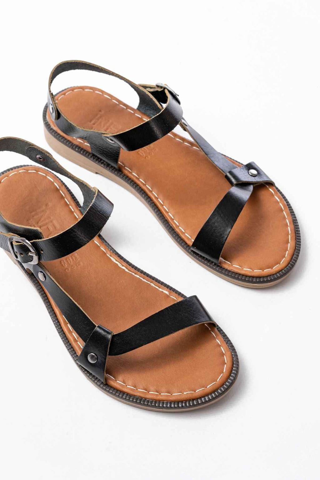 Ayakkabı Aşkı 205-090 Siyah Hakiki Deri Tokalı Kadın Sandalet