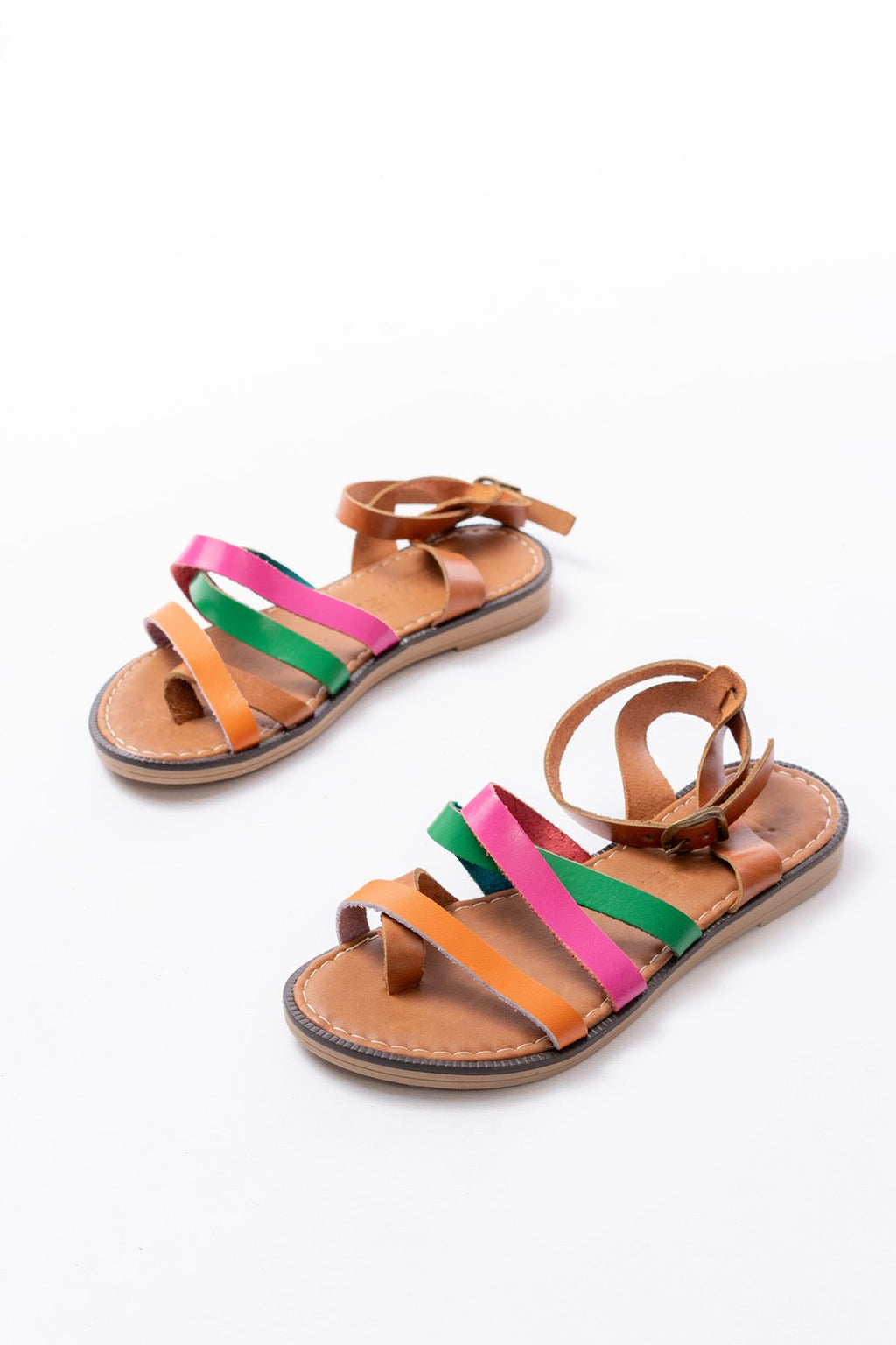 Ayakkabı Aşkı Multi Hakiki Deri Tokalı Parmak Arası Kadın Sandalet - Ayakkabı Aşkı