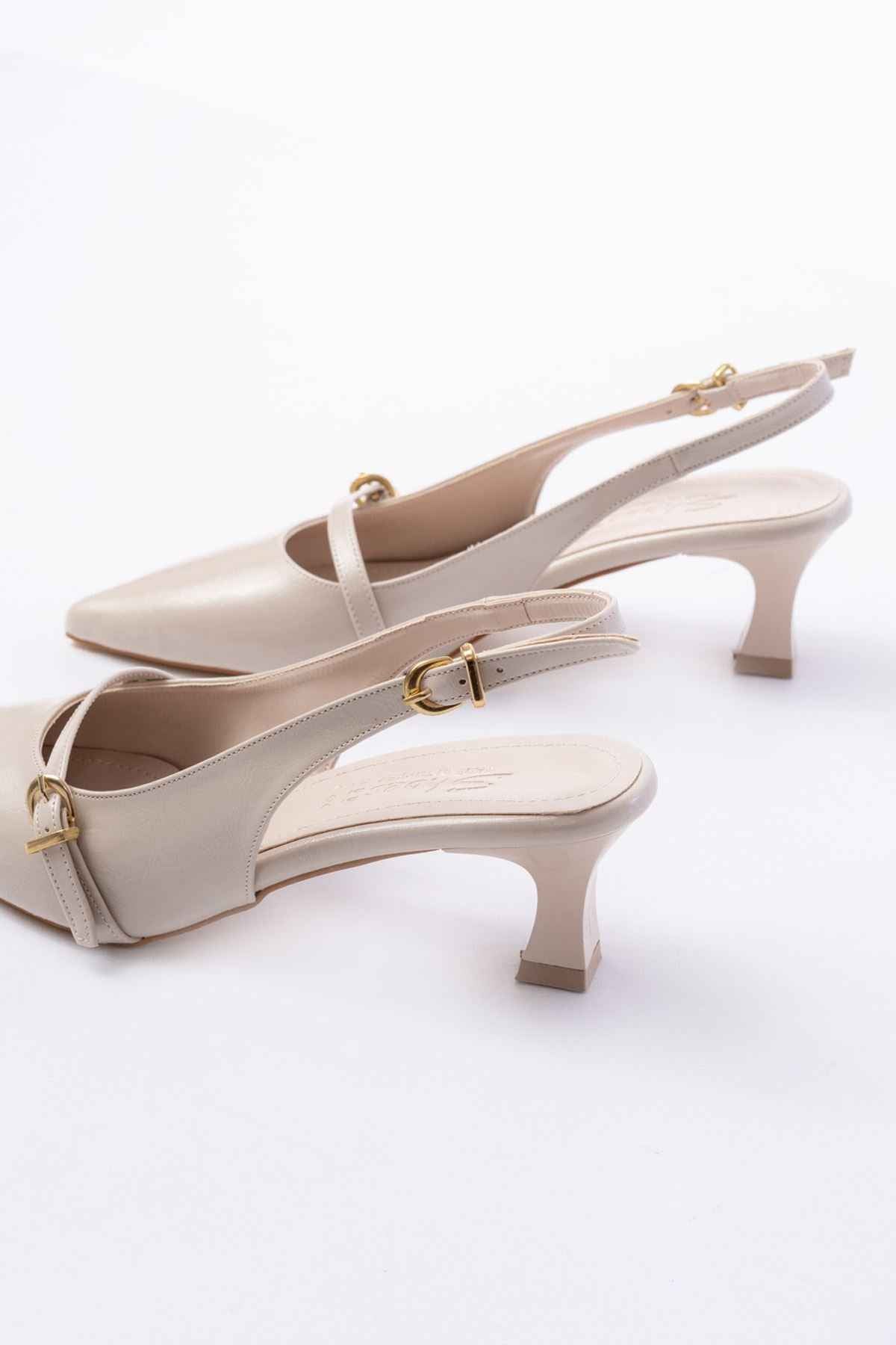 Ayakkabı Aşkı H-470 Bej Rugan Baret Tokalı Arkası Açık Günlük Kadın Sandalet