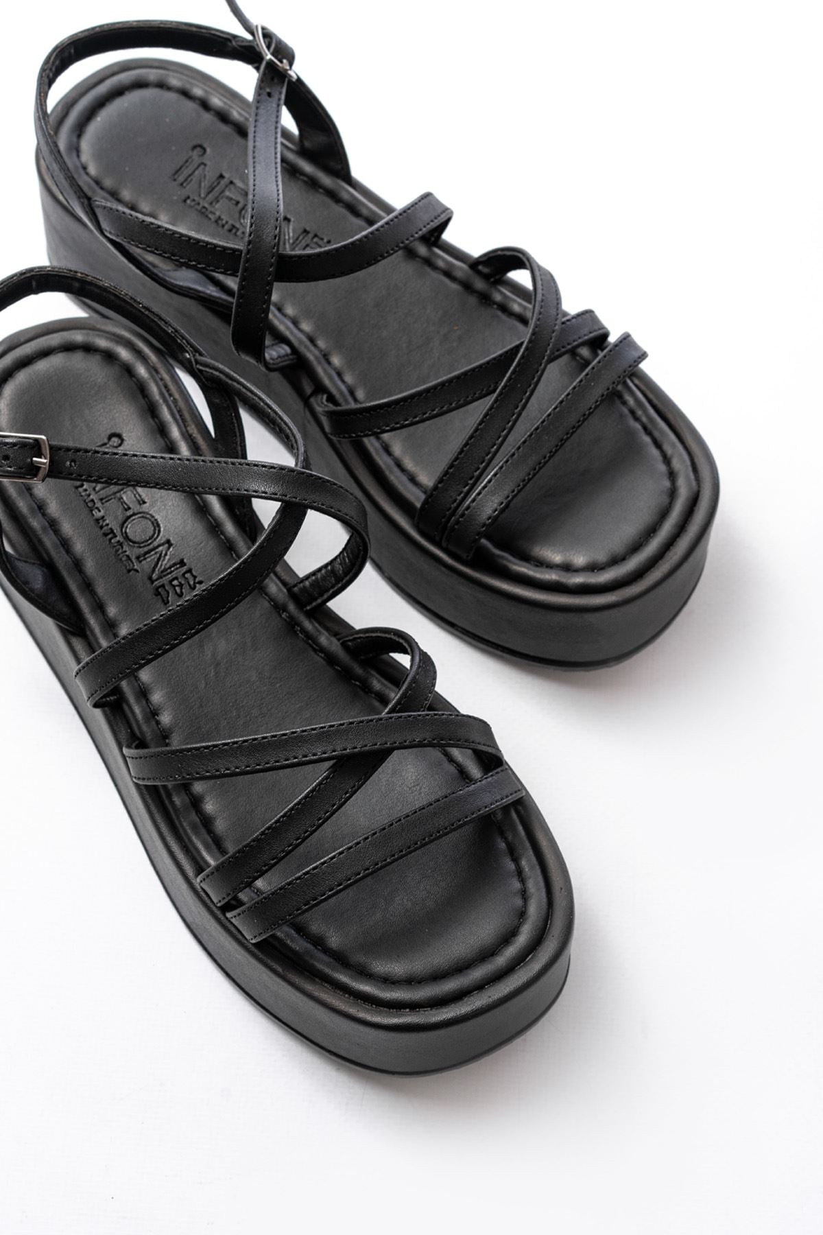 Ayakkabı Aşkı Siyah Dolgu Kadın Sandalet