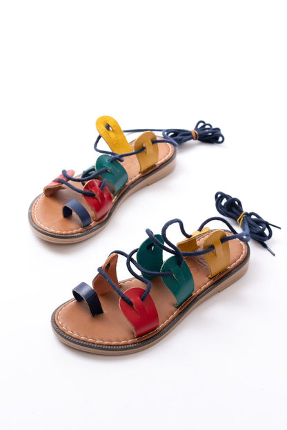 Ayakkabı Aşkı Multi Bilekten Bağlamalı Ortopedik Hakiki Deri Kadın Sandalet