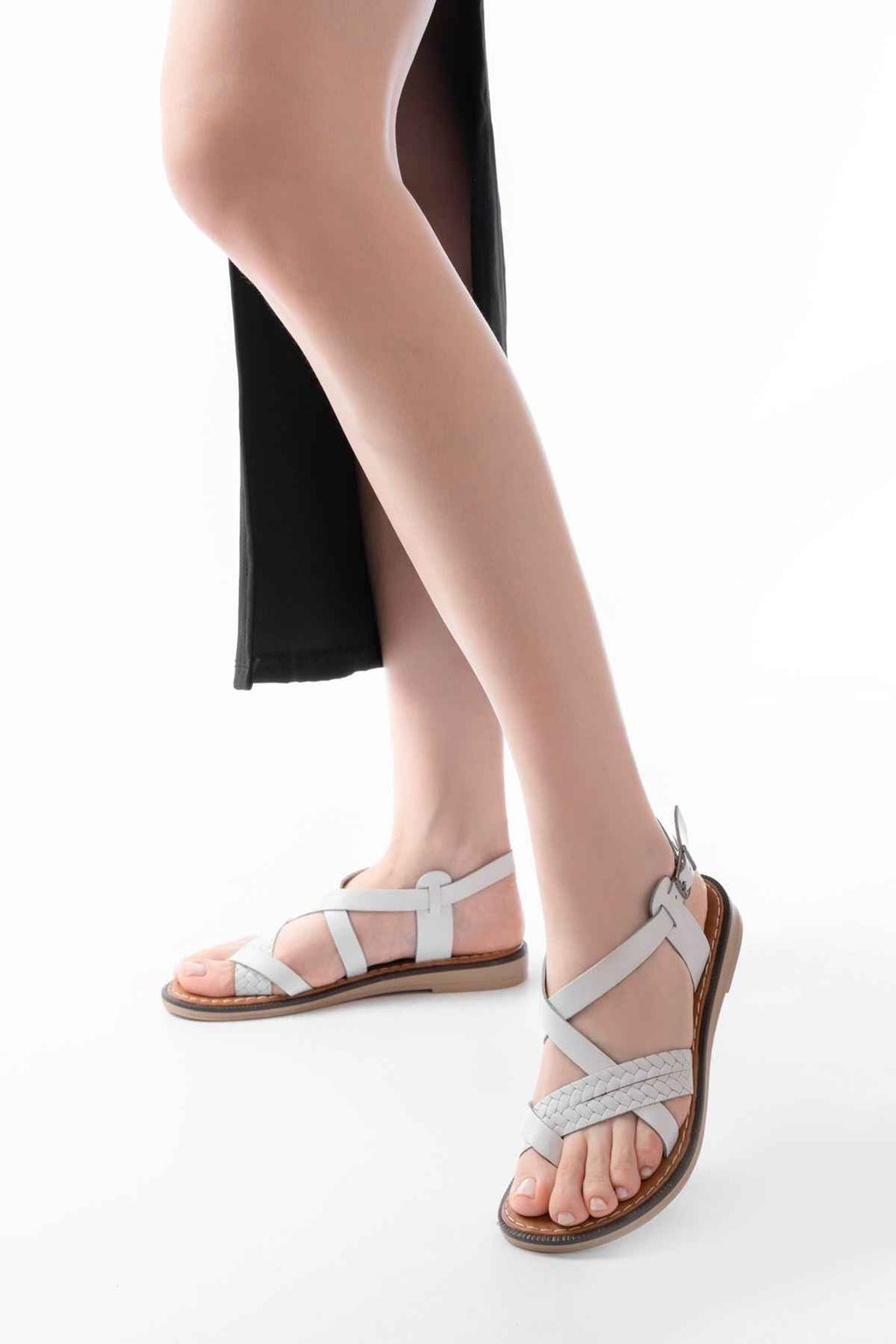 Ayakkabı Aşkı 205-09 Beyaz Ortopedik Hakiki Deri Kadın Sandalet