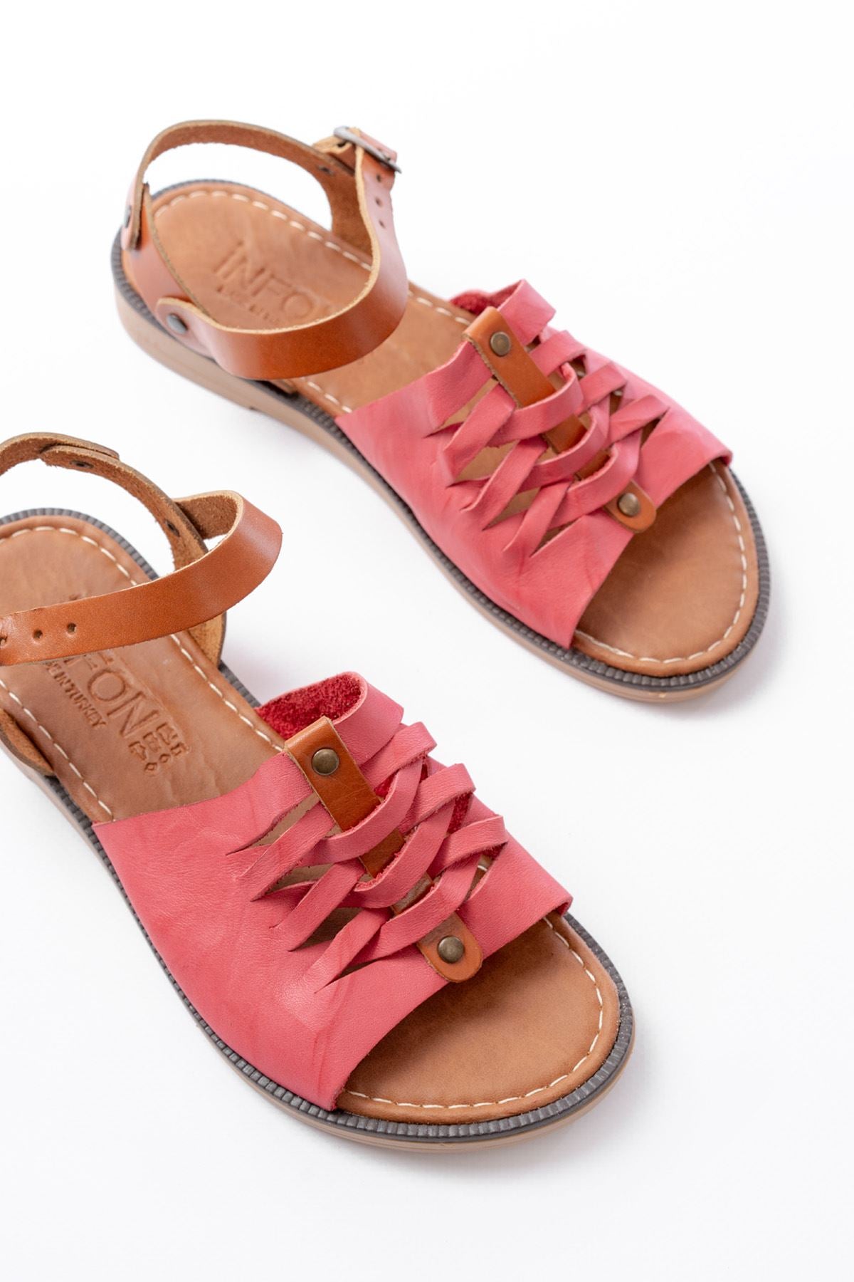 Ayakkabı Aşkı Fuşya Ortopedik Hakiki Deri Kadın Sandalet