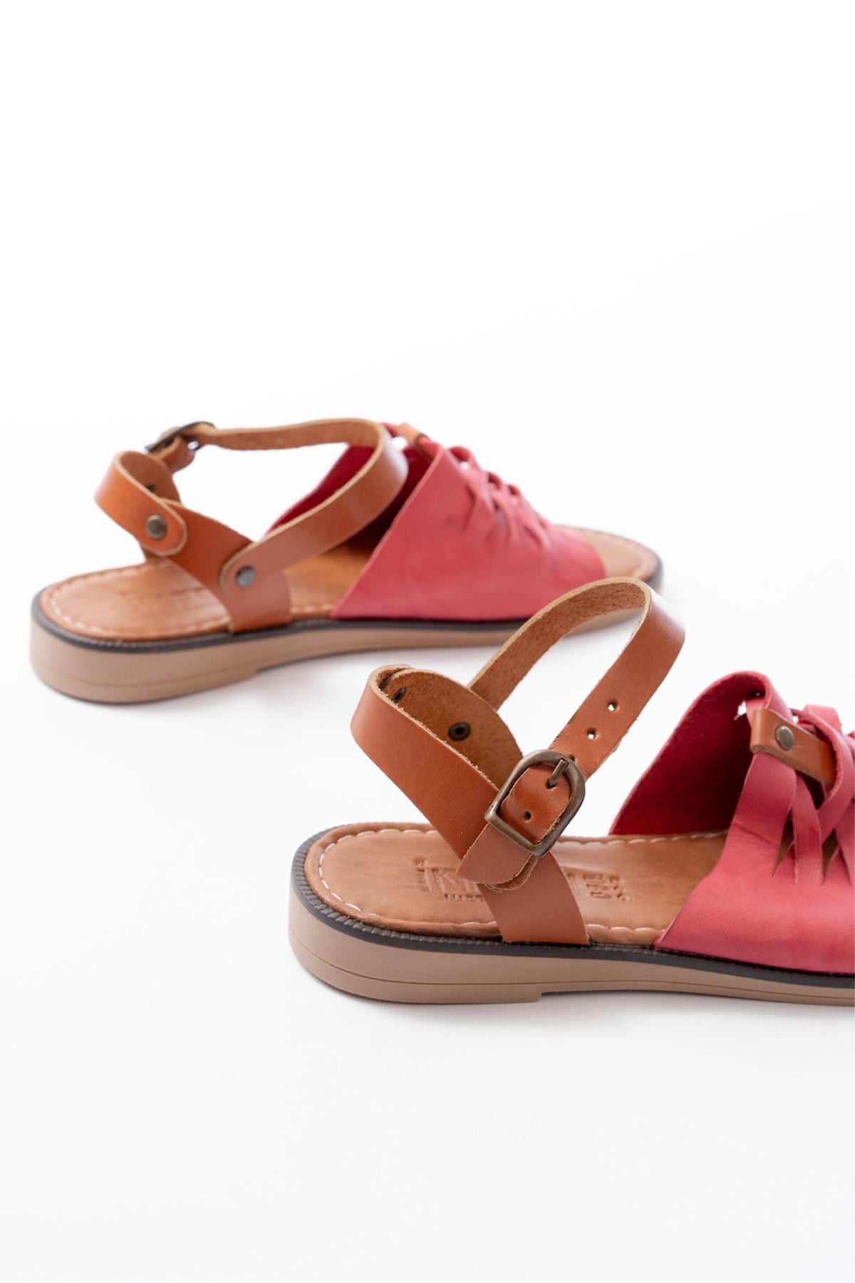 Ayakkabı Aşkı Fuşya Ortopedik Hakiki Deri Kadın Sandalet