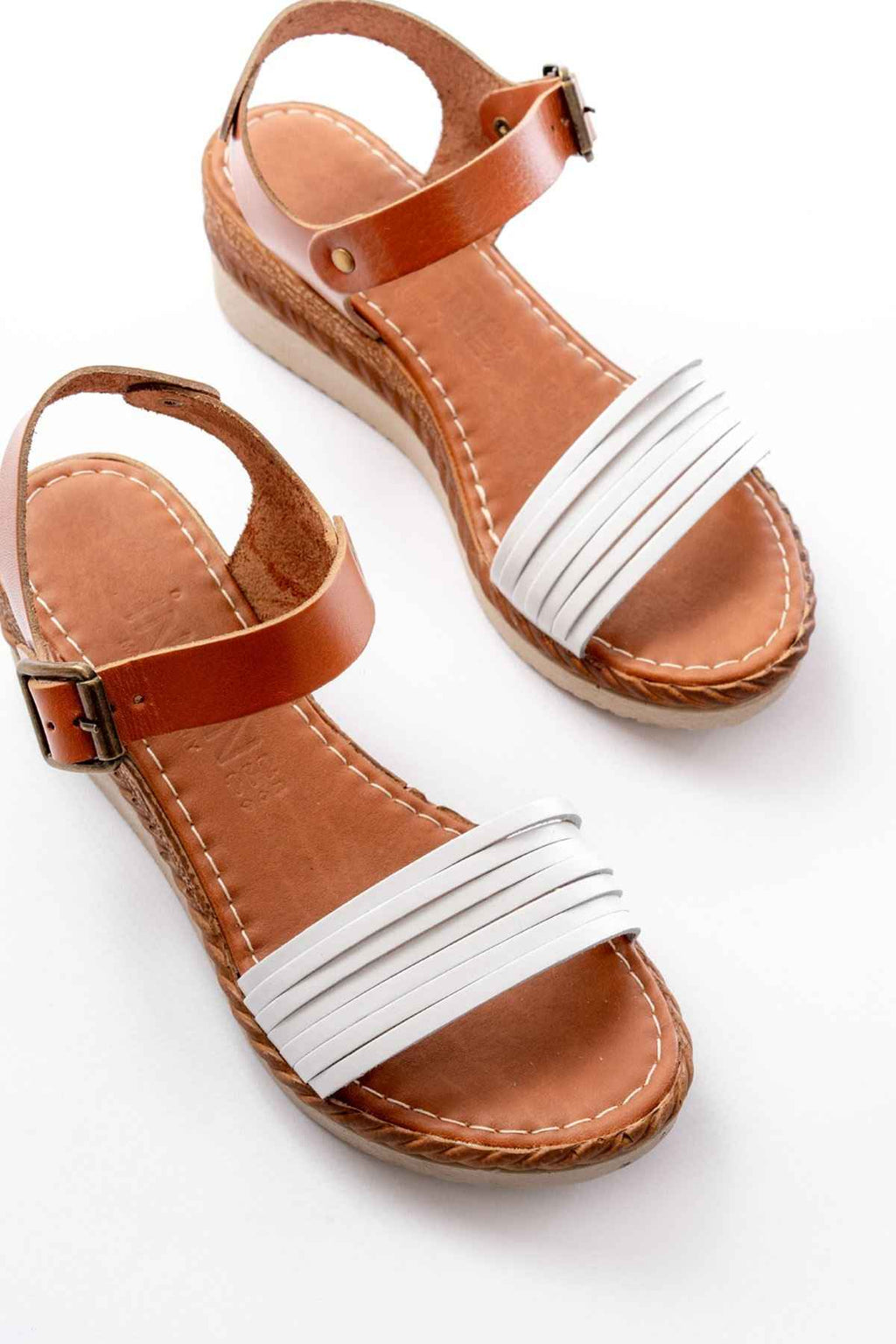 Ayakkabı Aşkı 731-07 Beyaz Ortopedik Hakiki Deri Dolgu Kadın Sandalet