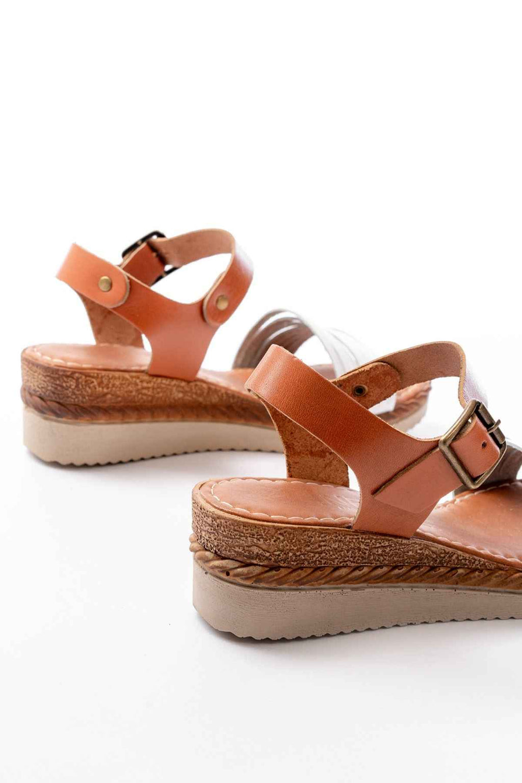 Ayakkabı Aşkı 731-07 Beyaz Ortopedik Hakiki Deri Dolgu Kadın Sandalet