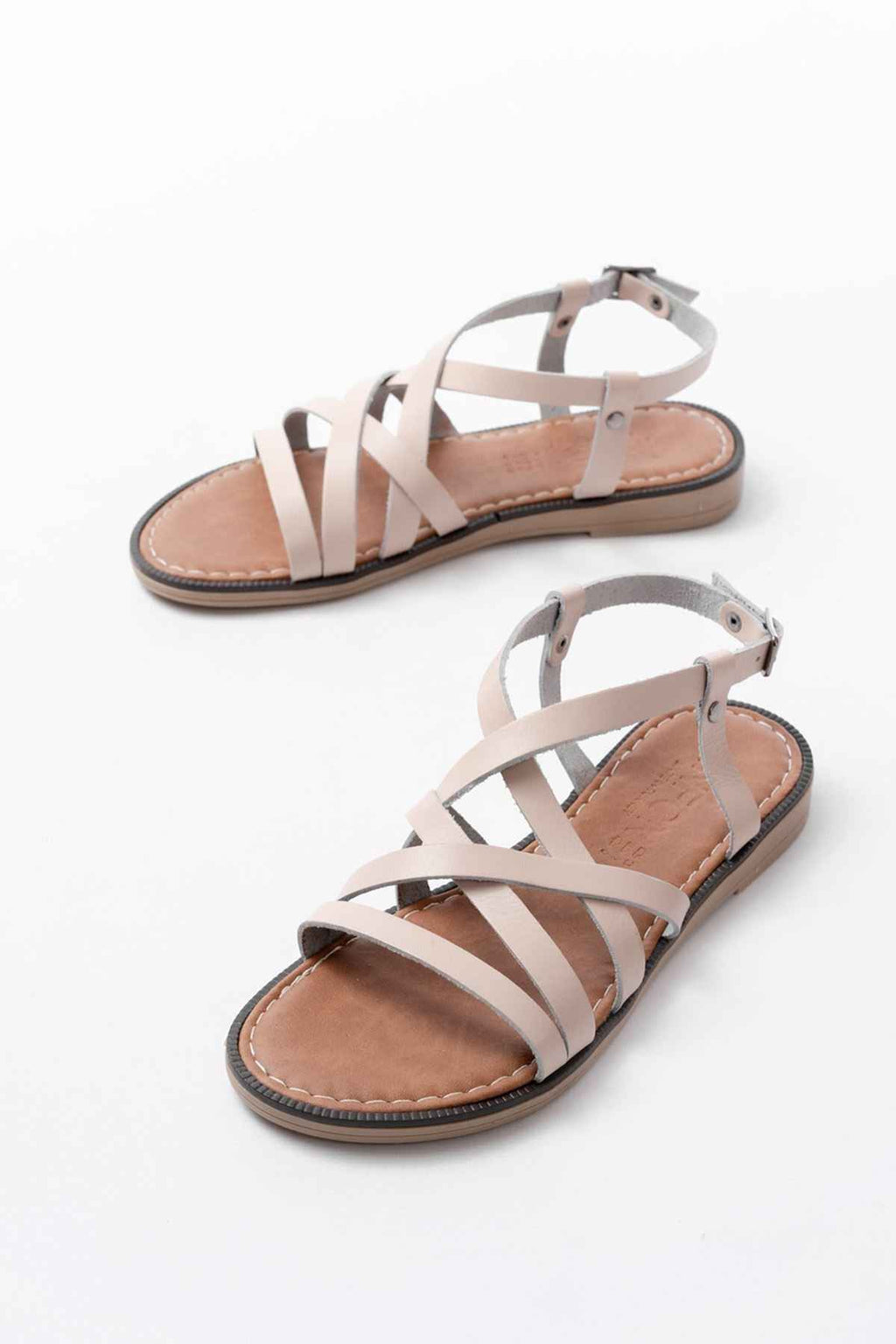 Ayakkabı Aşkı 205-017 Bej Ortopedik Hakiki Deri Kadın Sandalet