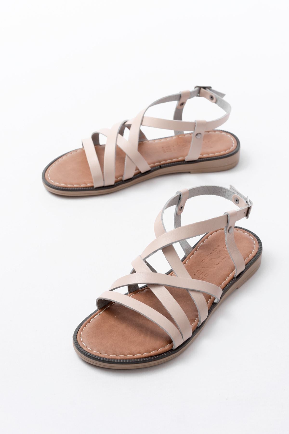 Ayakkabı Aşkı Bej Ortopedik Hakiki Deri Kadın Sandalet - Ayakkabı Aşkı