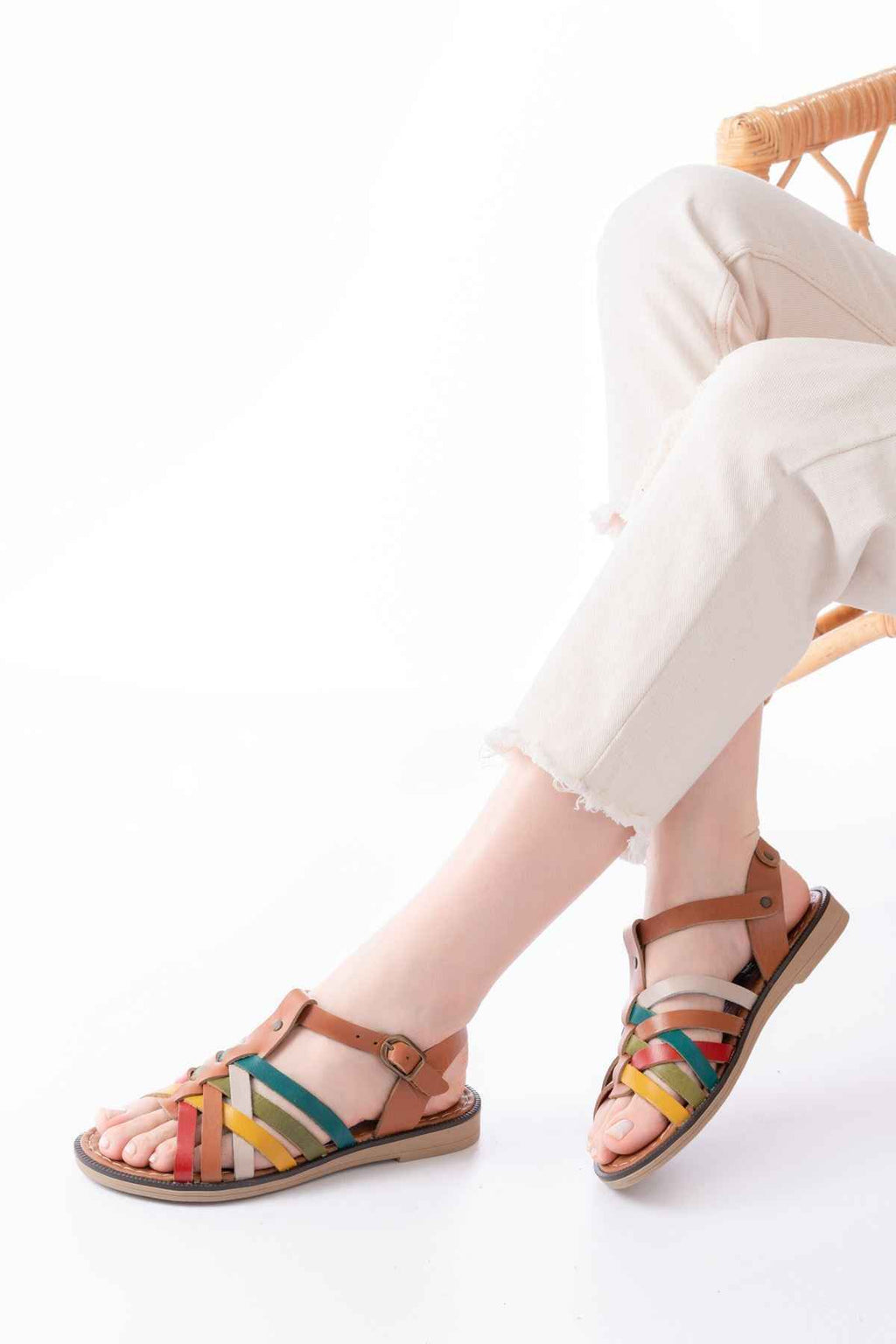 Ayakkabı Aşkı 205-208 Multi Hakiki Deri Ortopedik Taban Kadın Sandalet