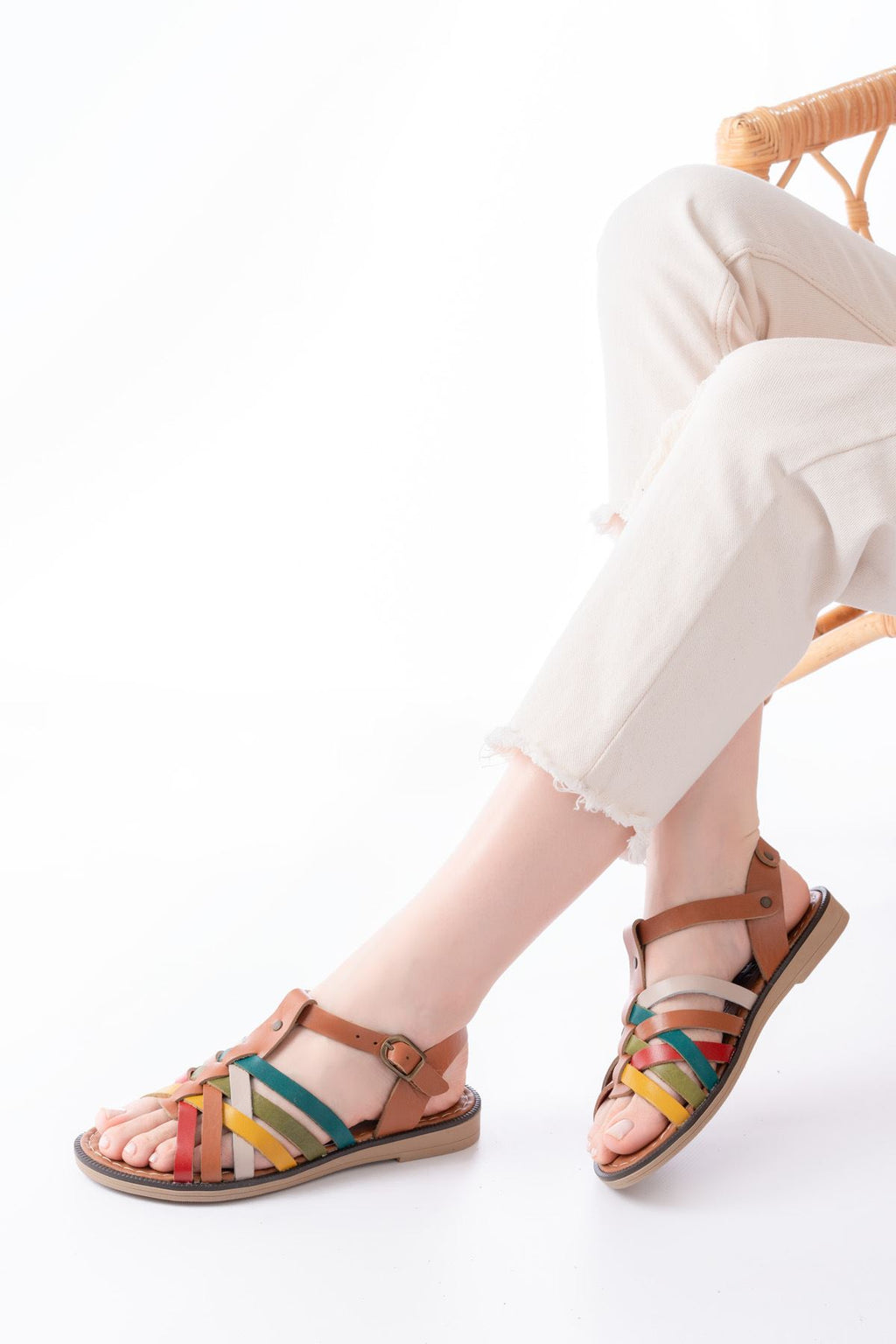 Ayakkabı Aşkı Multi Hakiki Deri Ortopedik Taban Kadın Sandalet - Ayakkabı Aşkı