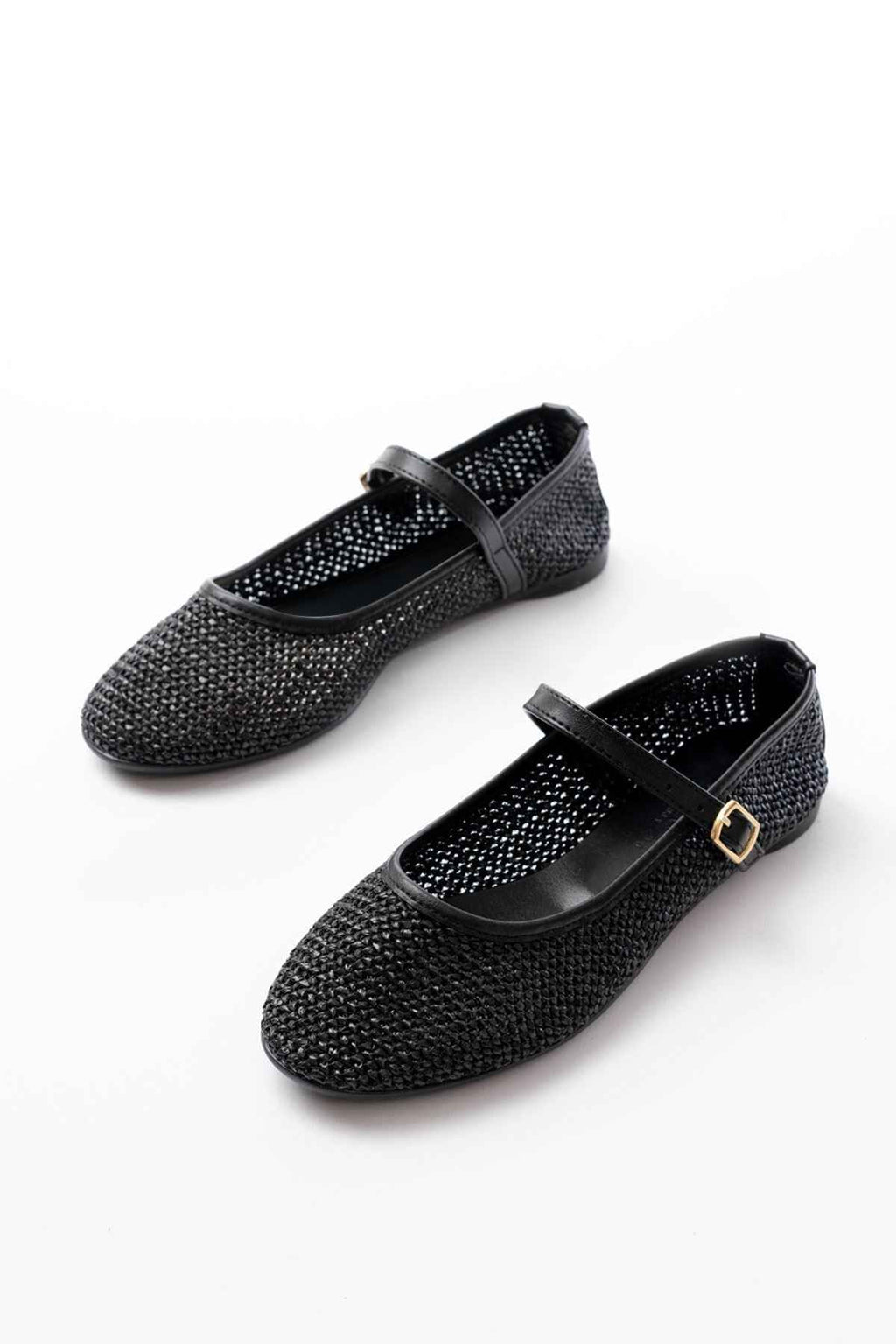 Ayakkabı Aşkı 7432 Siyah Fileli Toka Detaylı Günlük Kadın Babet