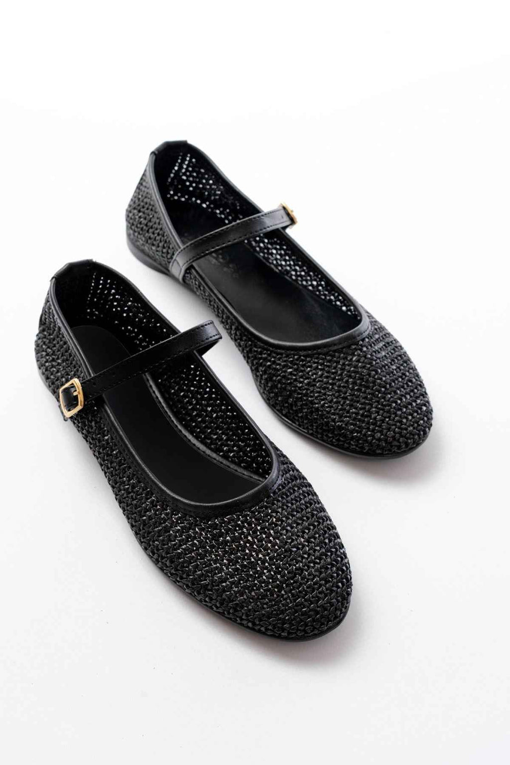 Ayakkabı Aşkı 7432 Siyah Fileli Toka Detaylı Günlük Kadın Babet