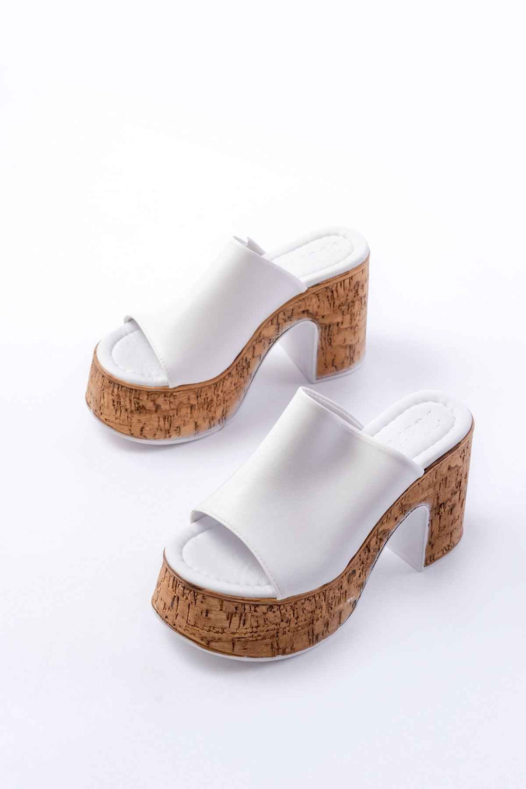 Ayakkabı Aşkı N-7308 Beyaz Kalın Yüksek Taban Kadın Terlik