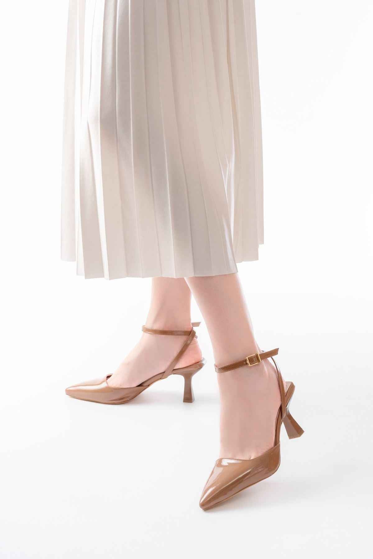 Ayakkabı Aşkı St-004 Vizon Rugan Günlük 7 Cm Topuklu Bayan Ayakkabı