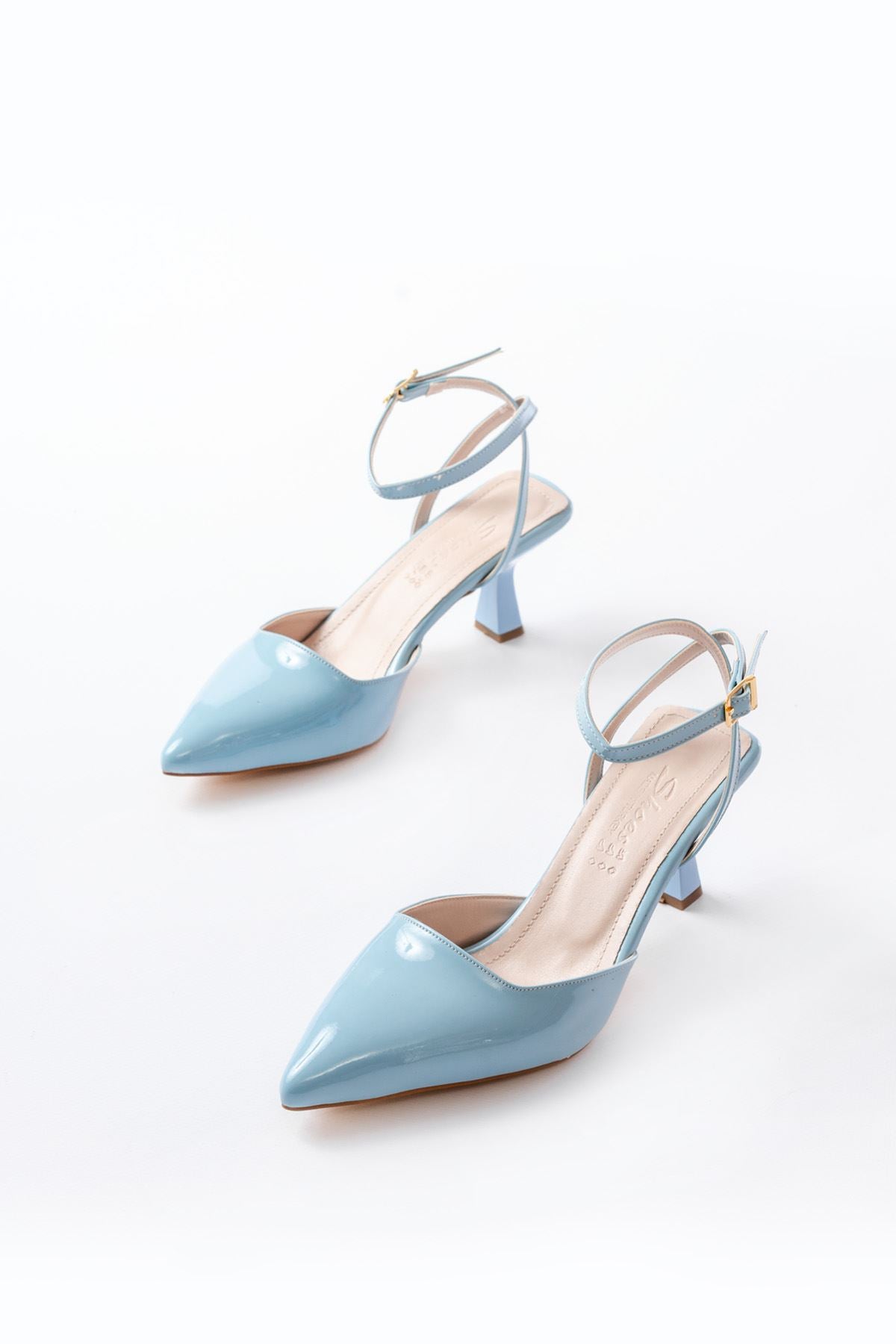 Ayakkabı Aşkı Bebe Mavi Rugan Günlük 7 cm Topuklu Bayan Ayakkabı - Ayakkabı Aşkı