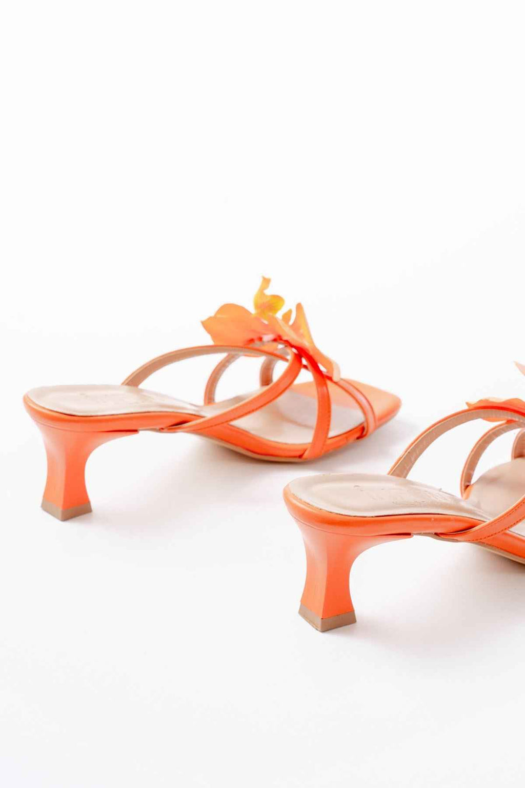 Ayakkabı Aşkı S-622 Orange Orkide Detaylı Ince Topuklu Kadın Terlik