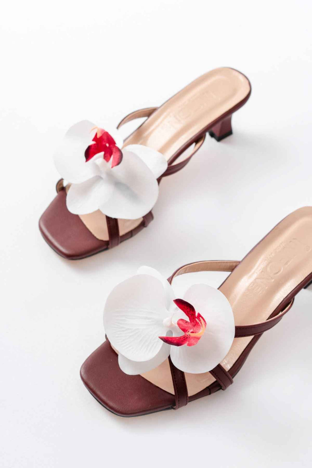Ayakkabı Aşkı S-622 Bordo Orkide Detaylı Ince Topuklu Kadın Terlik