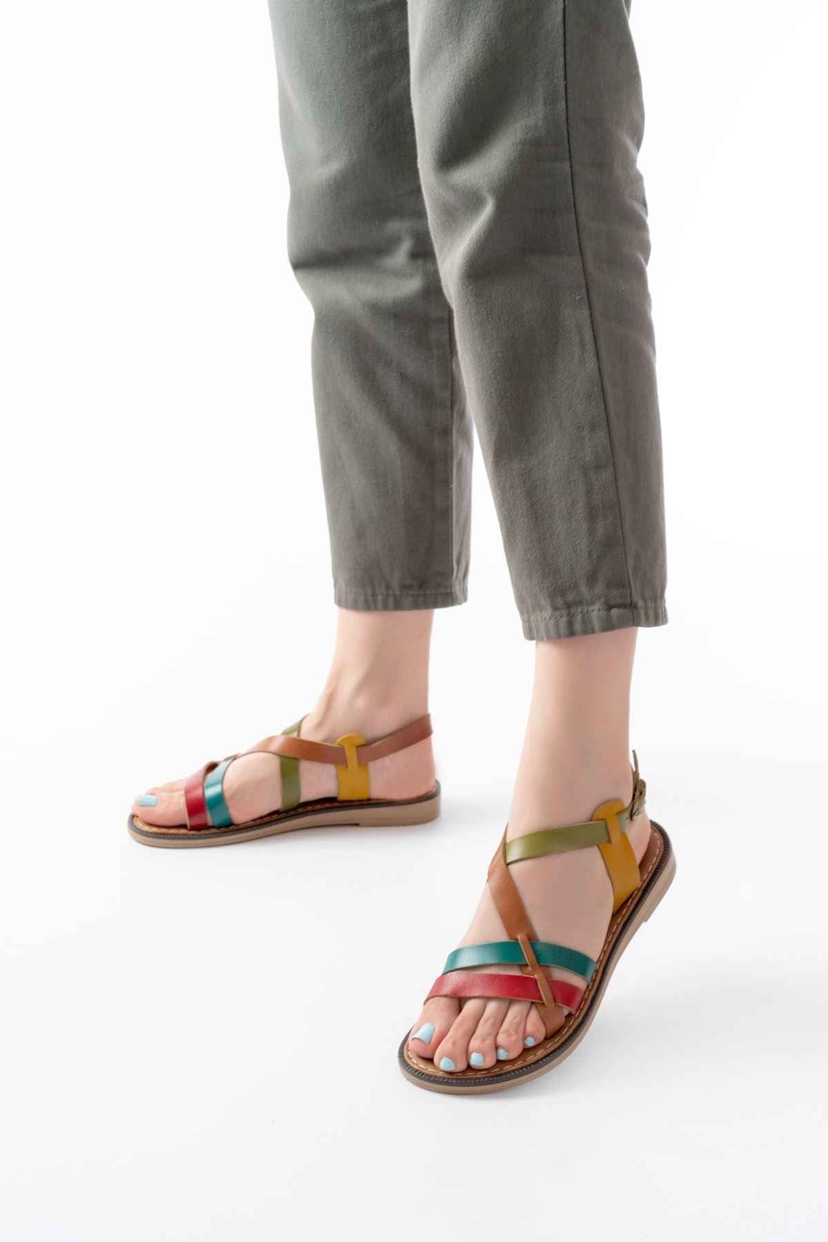 Ayakkabı Aşkı 205-05 Multi Ortopedik Hakiki Deri Kadın Sandalet