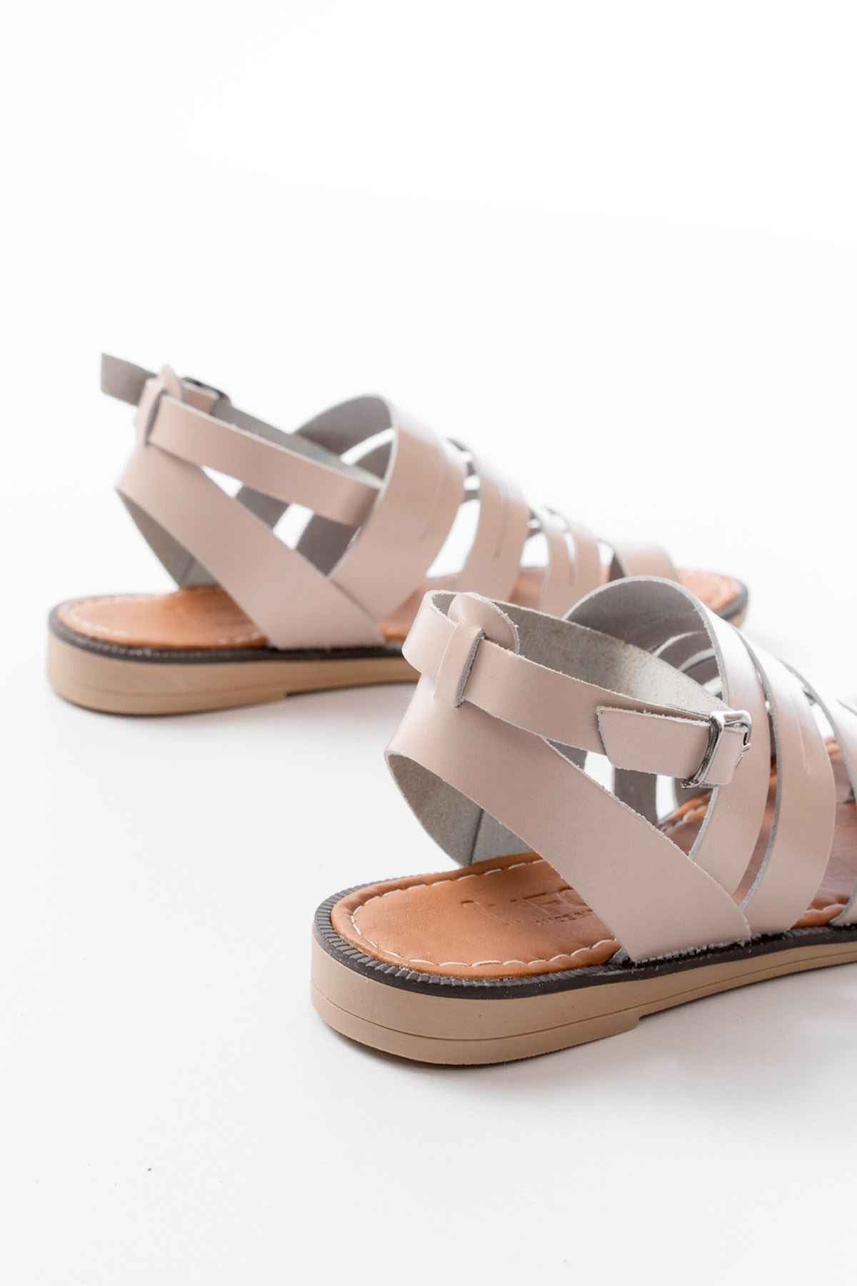 Ayakkabı Aşkı 205-041 Bej Ortopedik Hakiki Deri Kadın Sandalet