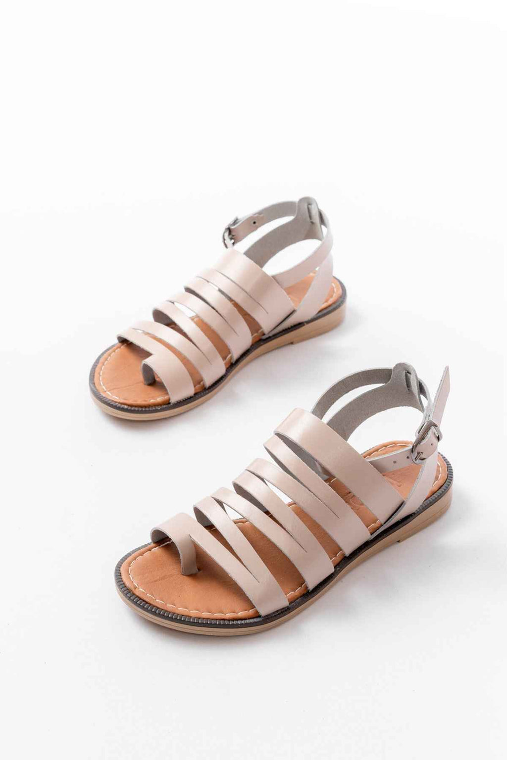 Ayakkabı Aşkı 205-041 Bej Ortopedik Hakiki Deri Kadın Sandalet