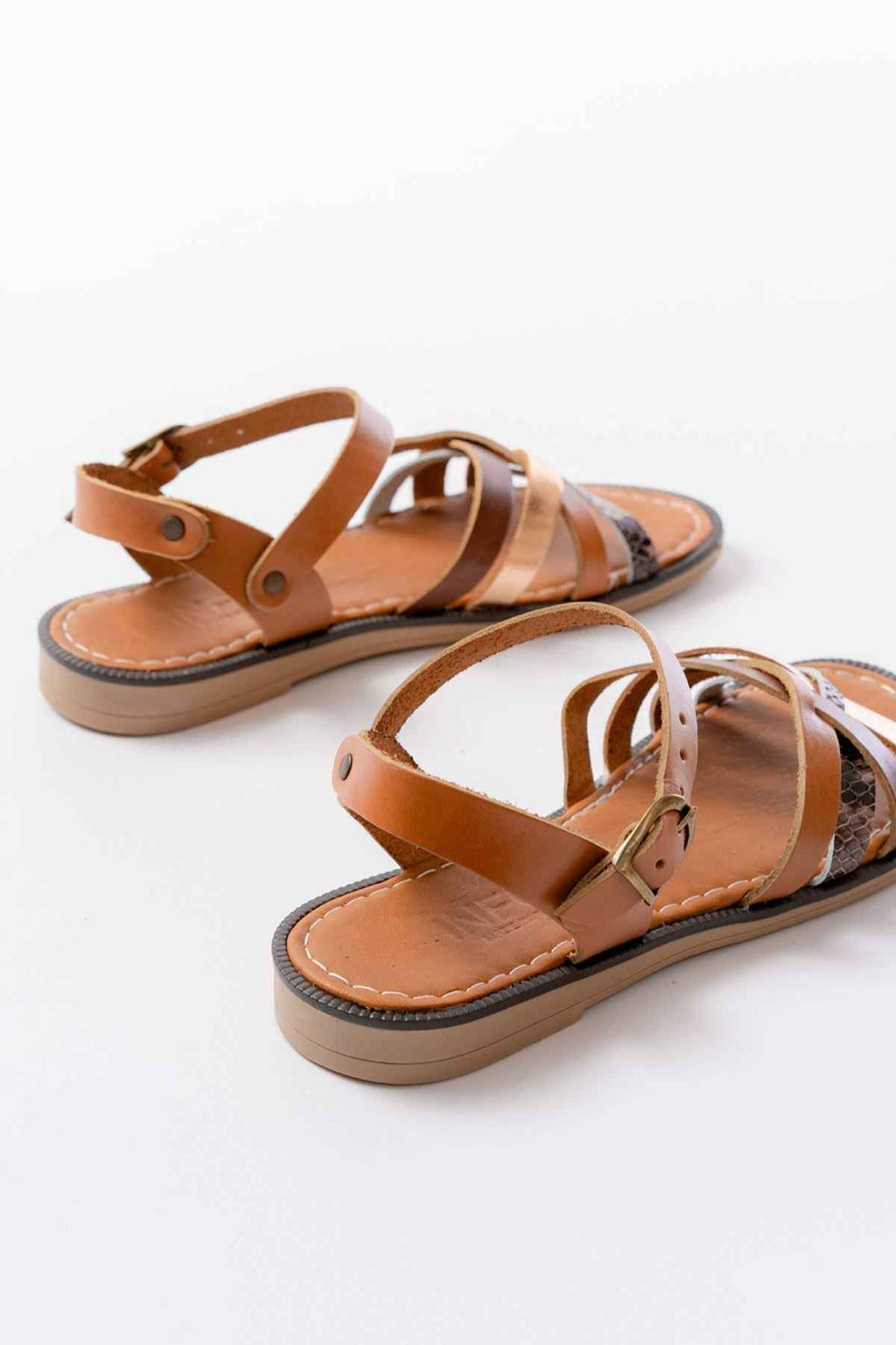 Ayakkabı Aşkı 205-093 Taba Garni Hakiki Deri Ortopedik Taban Kadın Sandalet