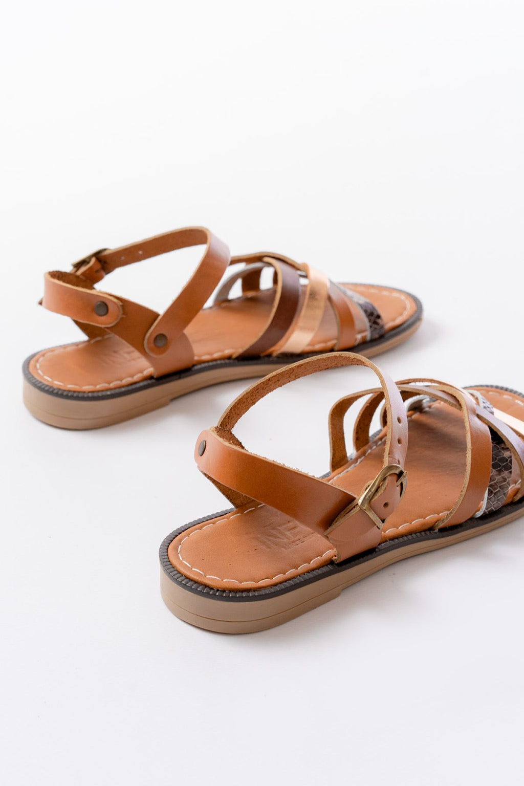 Ayakkabı Aşkı Taba Garni Hakiki Deri Ortopedik Taban Kadın Sandalet