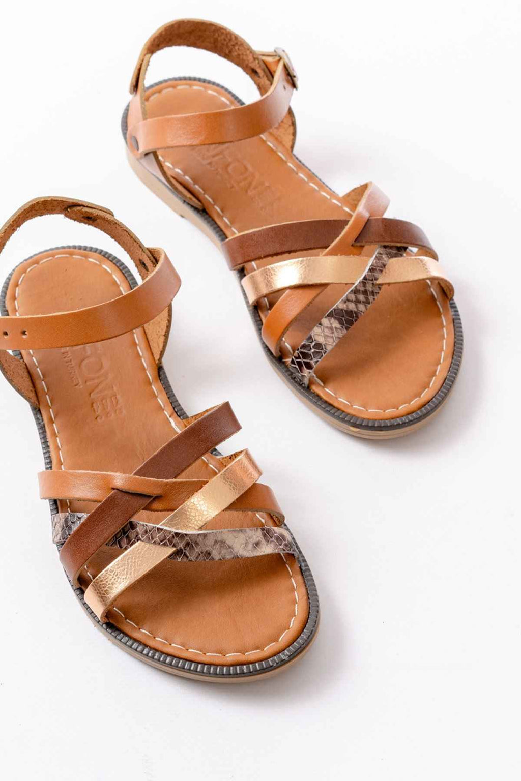 Ayakkabı Aşkı 205-093 Taba Garni Hakiki Deri Ortopedik Taban Kadın Sandalet