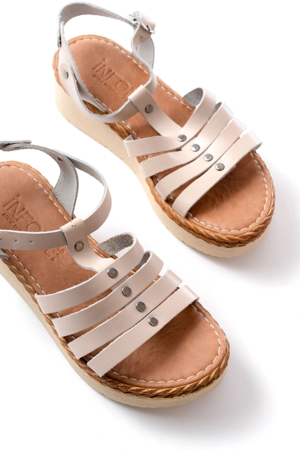 Ayakkabı Aşkı Bej Hakiki Deri Ortopedik Taban Kadın Sandalet - Ayakkabı Aşkı