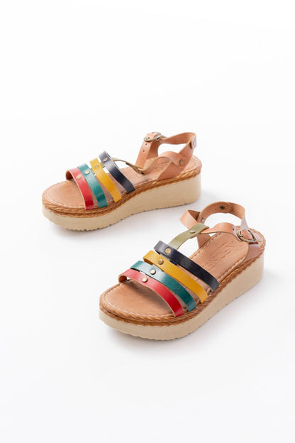 Ayakkabı Aşkı Multi Hakiki Deri Ortopedik Taban Kadın Sandalet