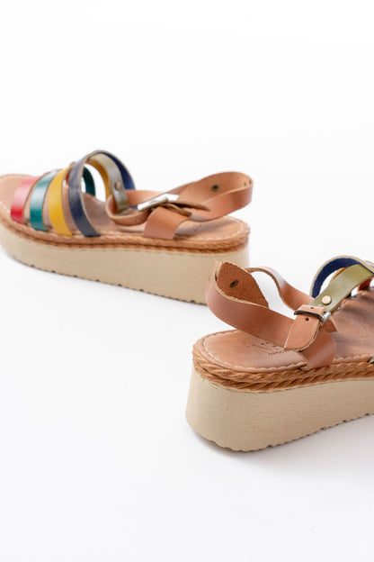 Ayakkabı Aşkı Multi Hakiki Deri Ortopedik Taban Kadın Sandalet