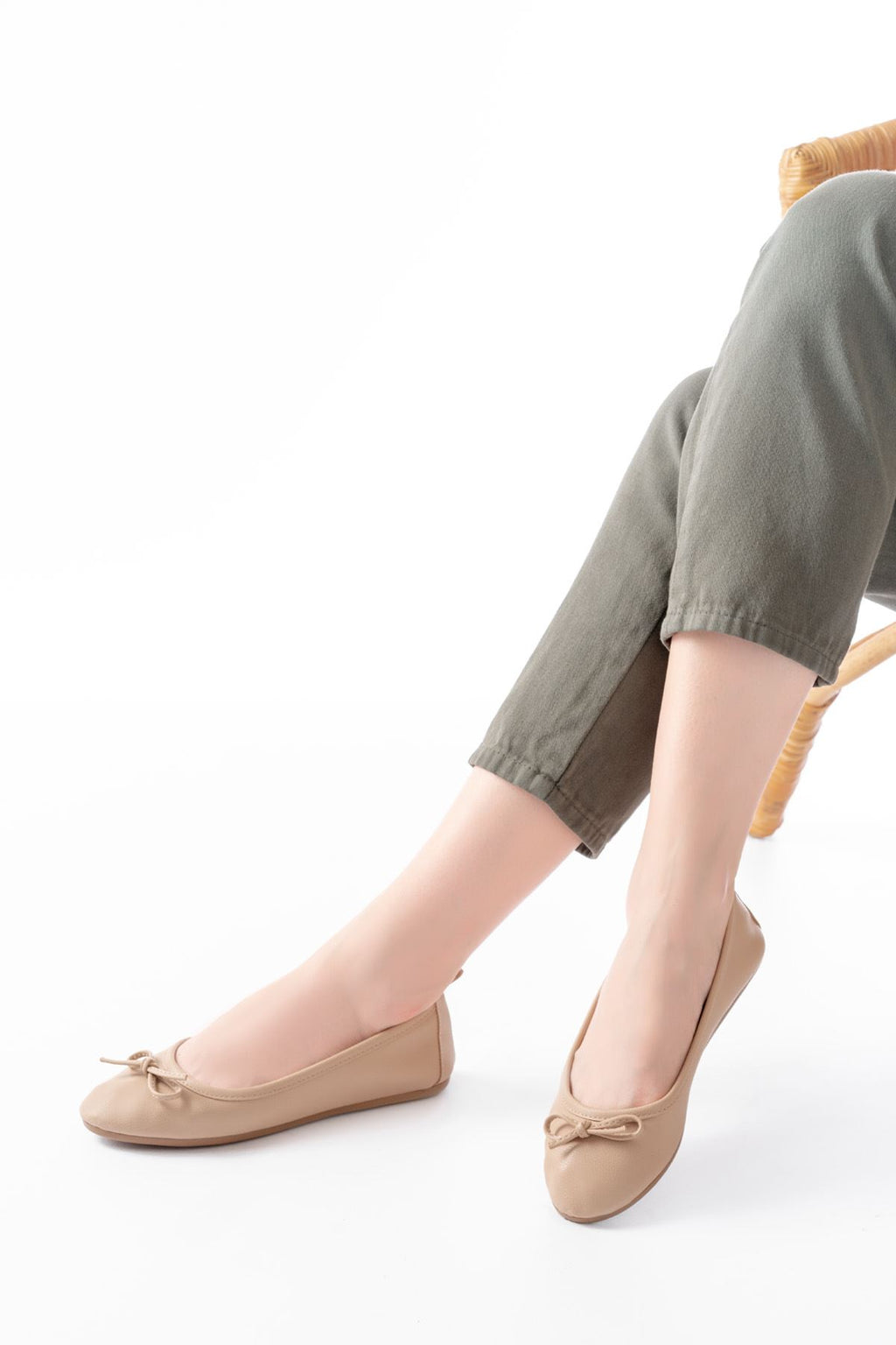 Ayakkabı Aşkı 6101 Nut Günlük Fiyonklu Kadın Babet - Ayakkabı Aşkı