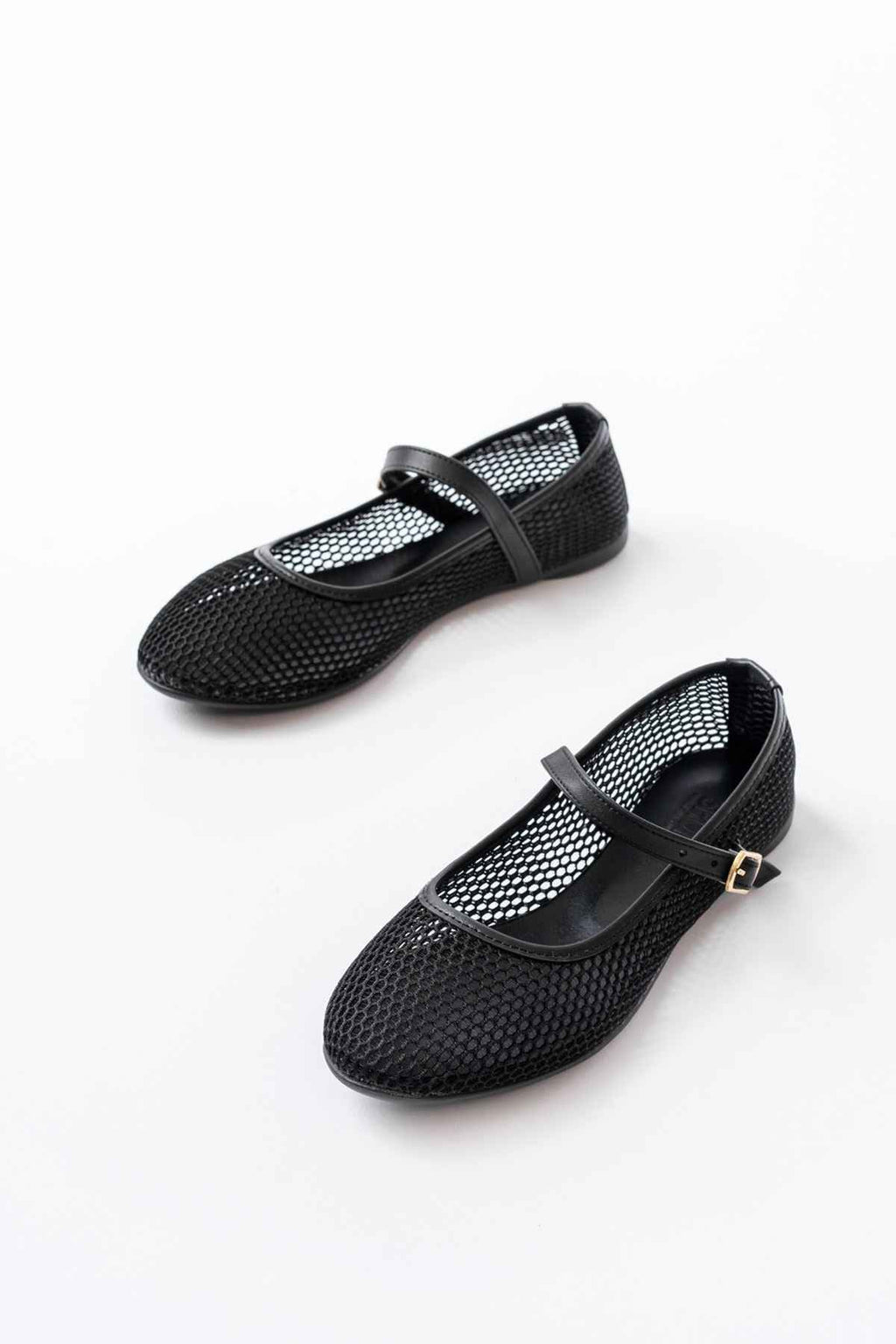 Ayakkabı Aşkı 6325 Siyah Fileli Baret Toka Detaylı Günlük Kadın Babet