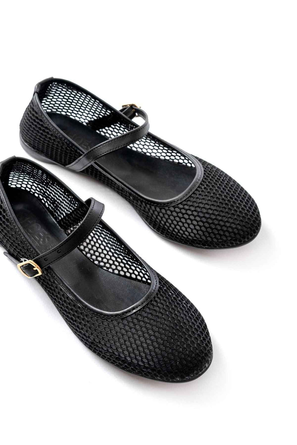 Ayakkabı Aşkı 6325 Siyah Fileli Baret Toka Detaylı Günlük Kadın Babet