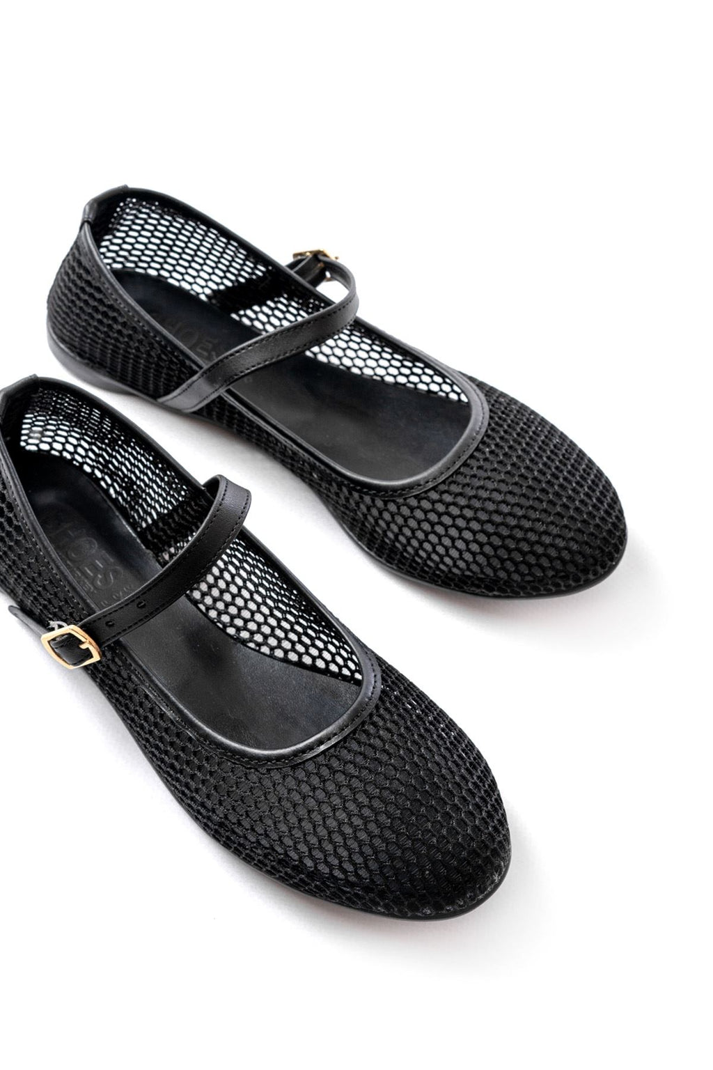 Ayakkabı Aşkı 6325 Siyah Fileli Baret Toka Detaylı Günlük Kadın Babet - Ayakkabı Aşkı