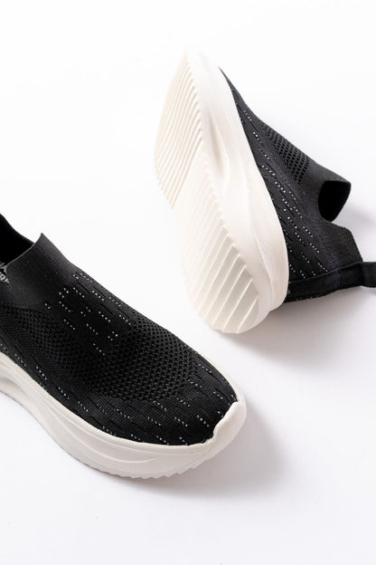 Ayakkabı Aşkı Siyah Fileli Beyaz Faillant Taban Taş Aksesuarlı Günlük Spor Ayakkab