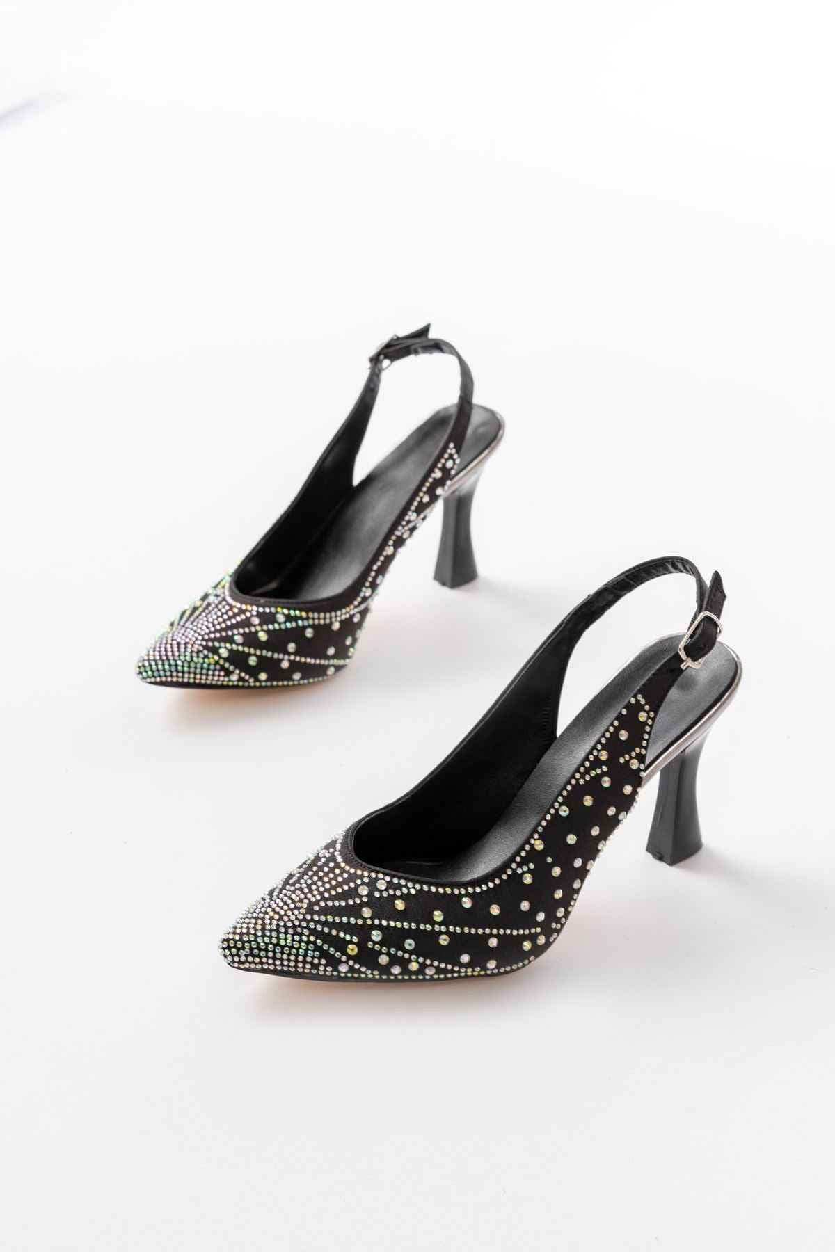 Ayakkabı Aşkı S-601 Siyah Arkası Açık Taş Aksesuarlı Günlük Kadın Sandalet