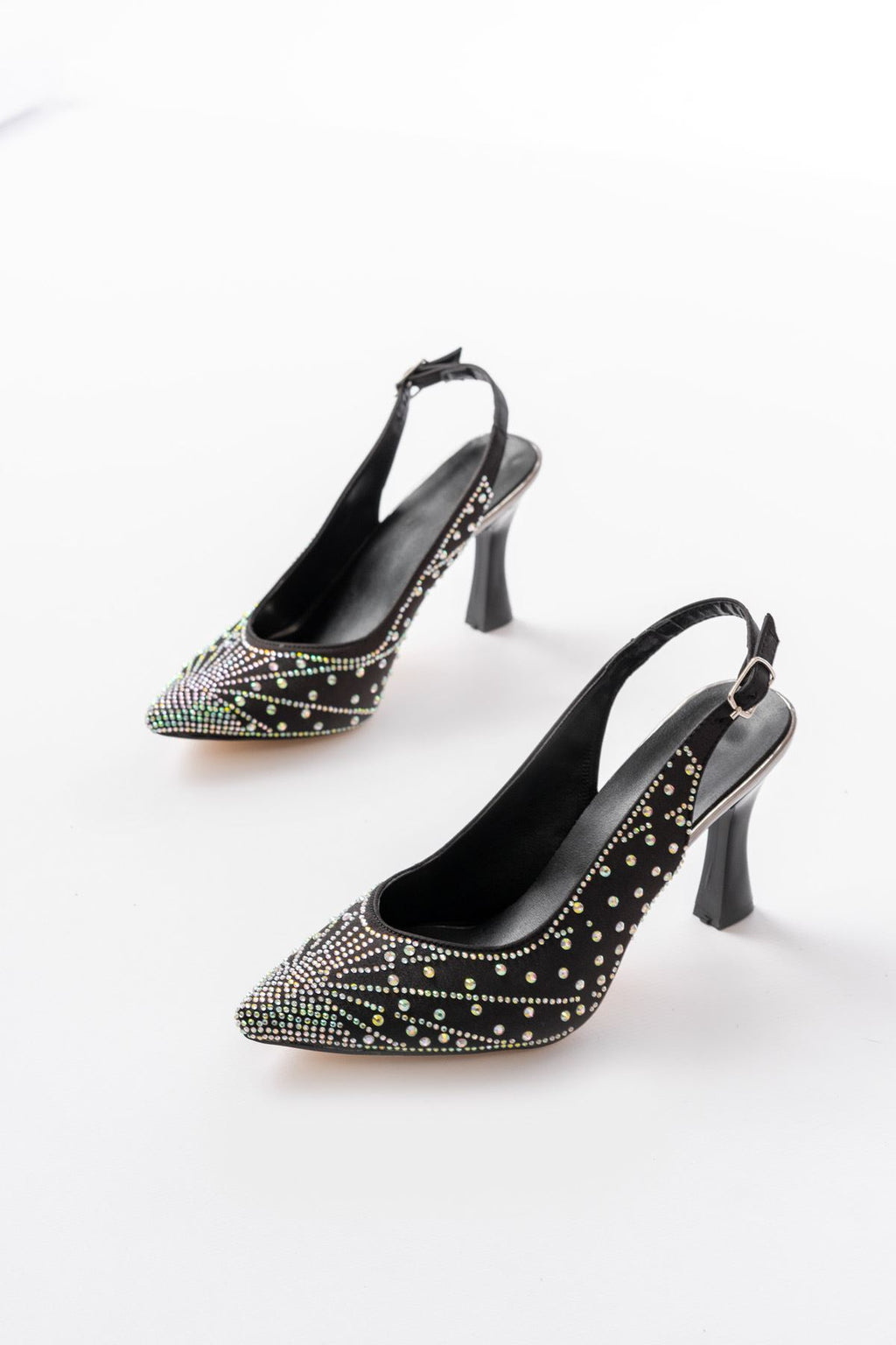 Ayakkabı Aşkı Siyah Arkası Açık Taş Aksesuarlı Günlük Kadın Sandalet - Ayakkabı Aşkı