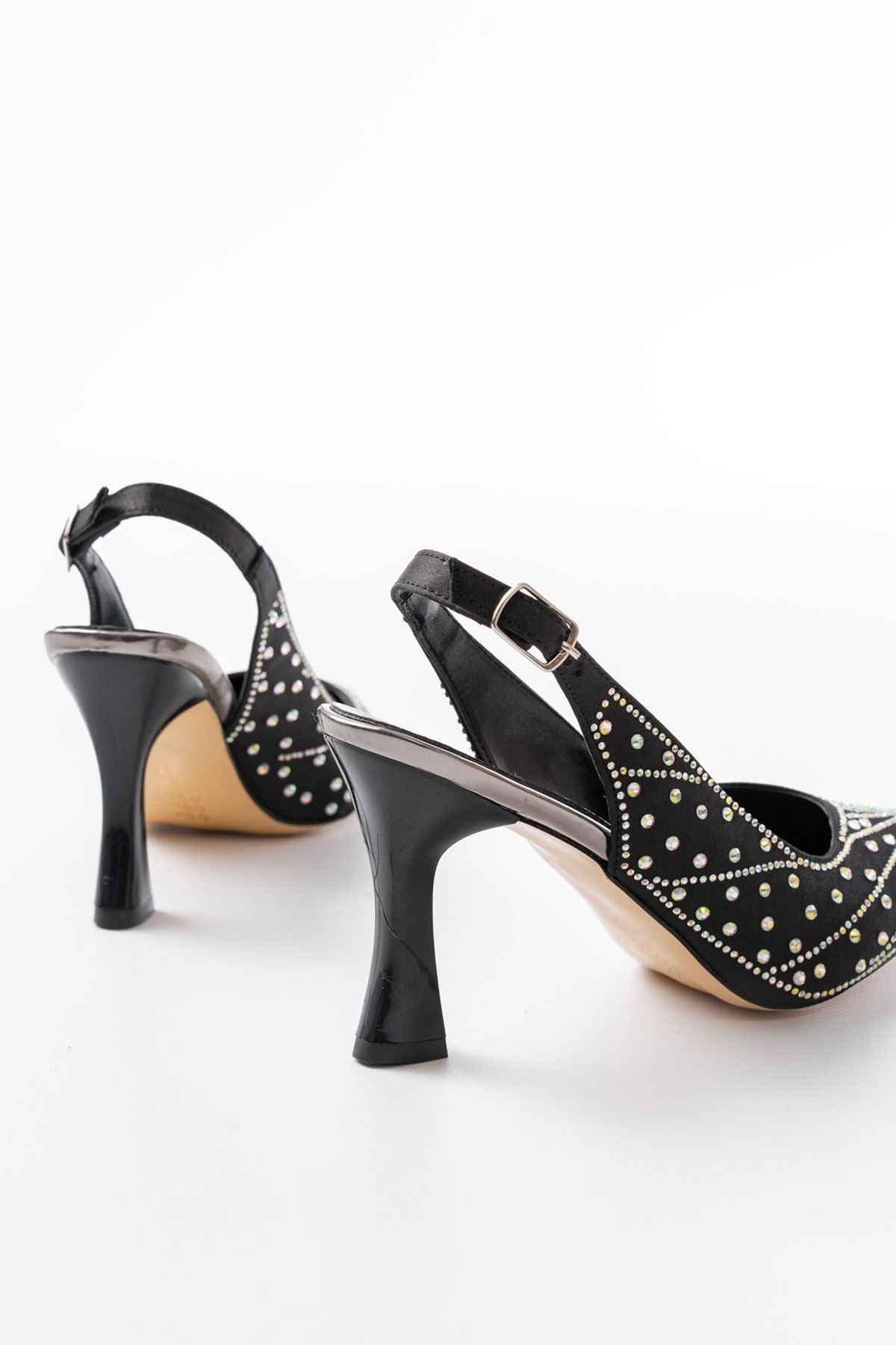 Ayakkabı Aşkı S-601 Siyah Arkası Açık Taş Aksesuarlı Günlük Kadın Sandalet