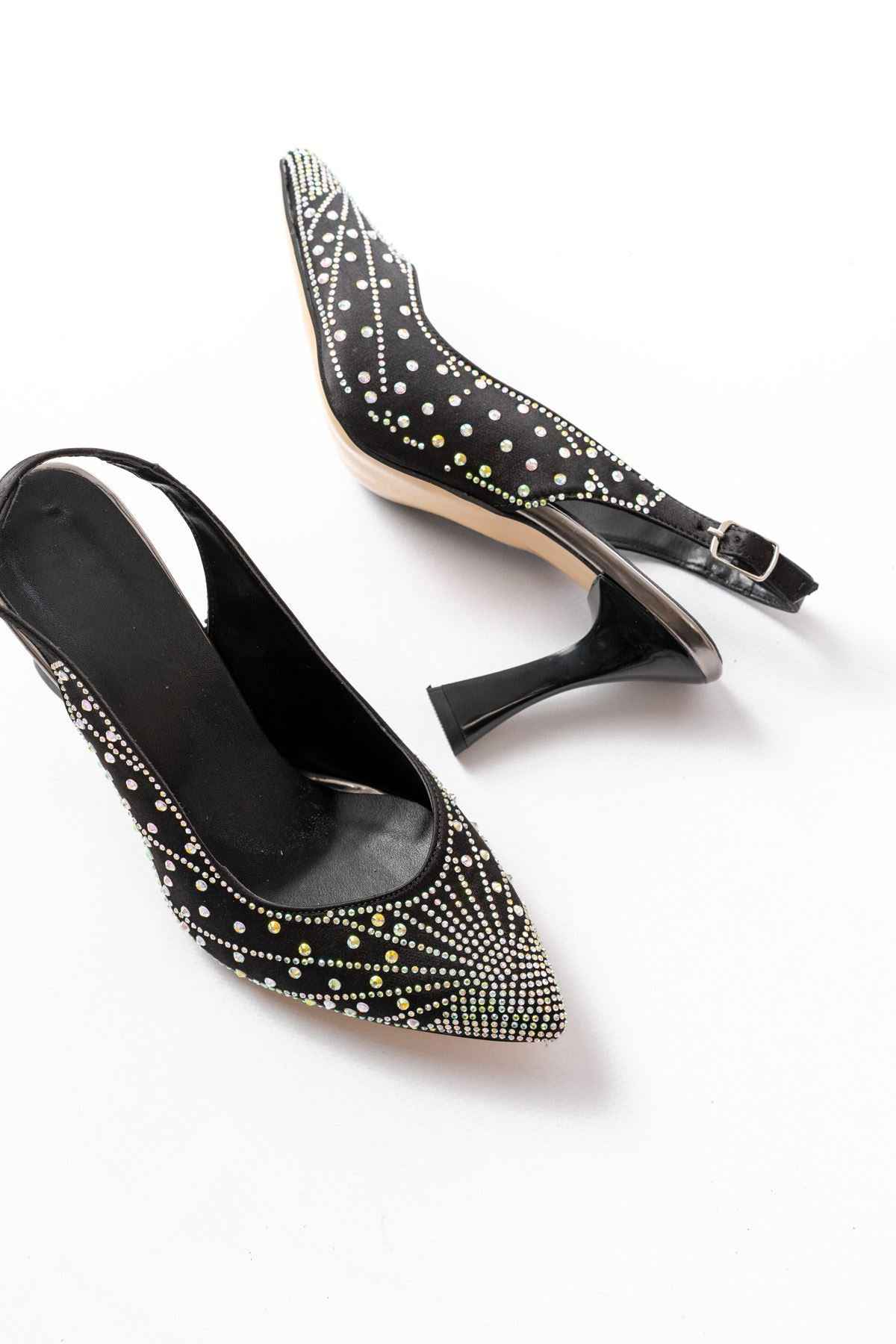 Ayakkabı Aşkı S-601 Siyah Arkası Açık Taş Aksesuarlı Günlük Kadın Sandalet