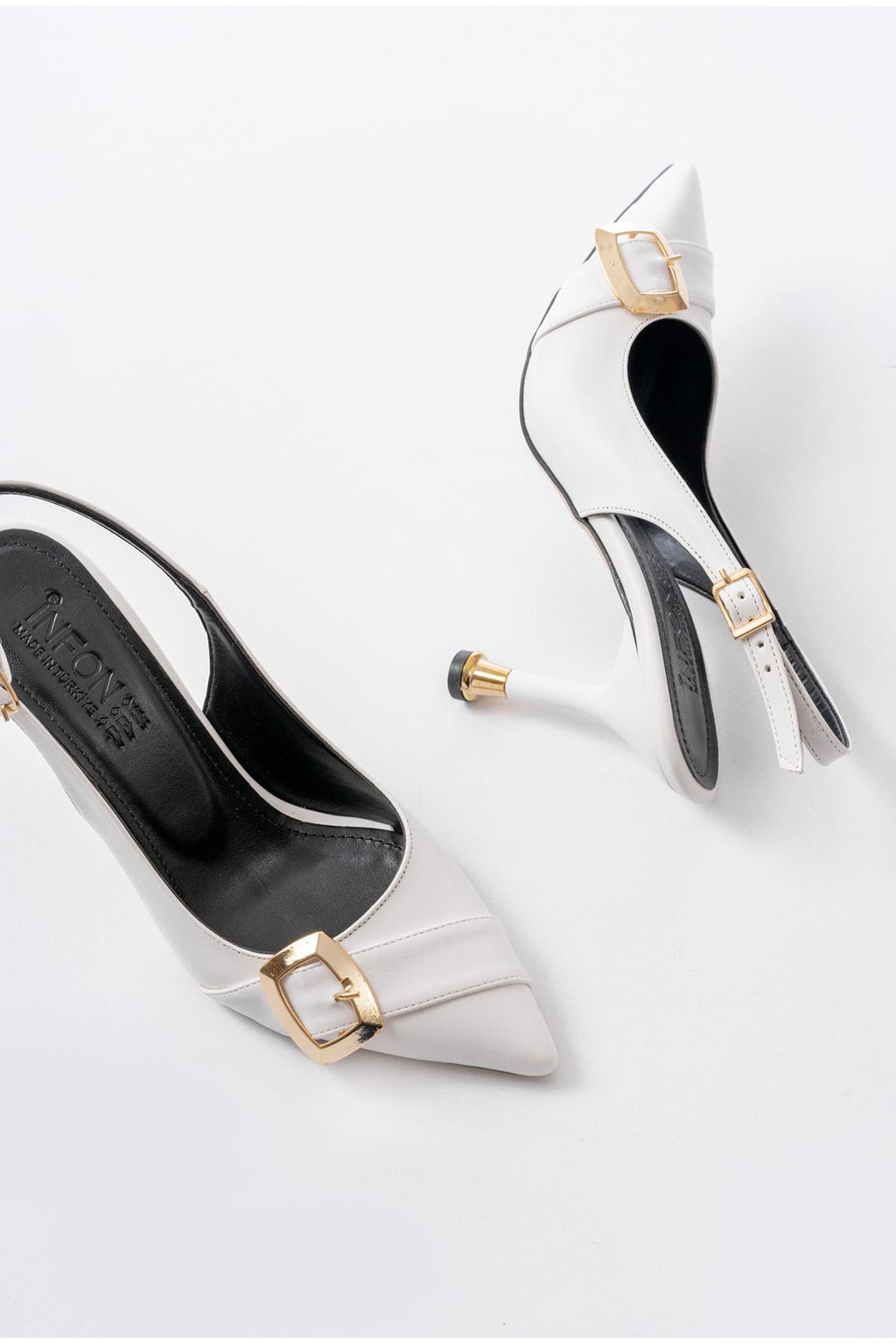 Ayakkabı Aşkı İNF-1151 Beyaz Günlük Arkası Açık Topuklu Bayan Ayakkabı - Ayakkabı Aşkı