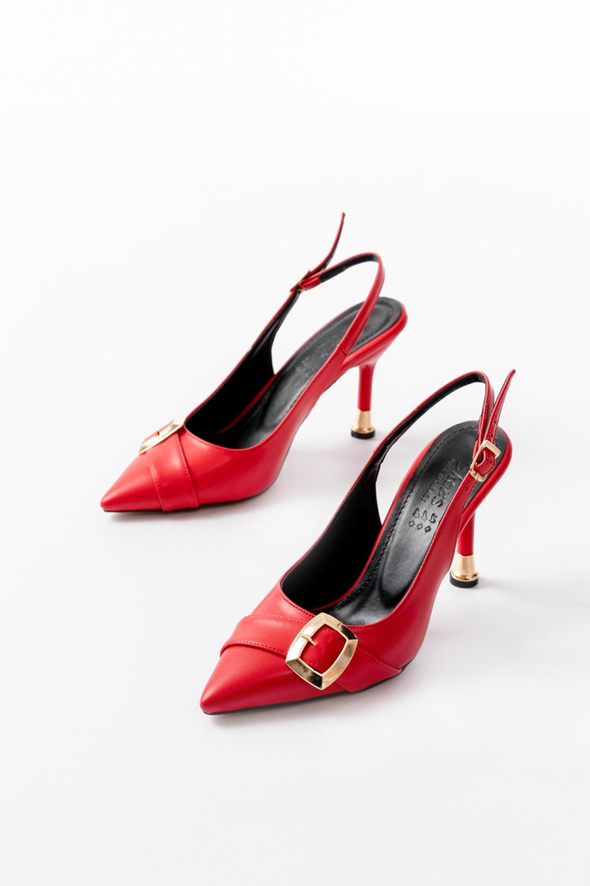 Ayakkabı Aşkı İNF-1151 Kırmızı Günlük Arkası Açık Topuklu Bayan Ayakkabı - Ayakkabı Aşkı