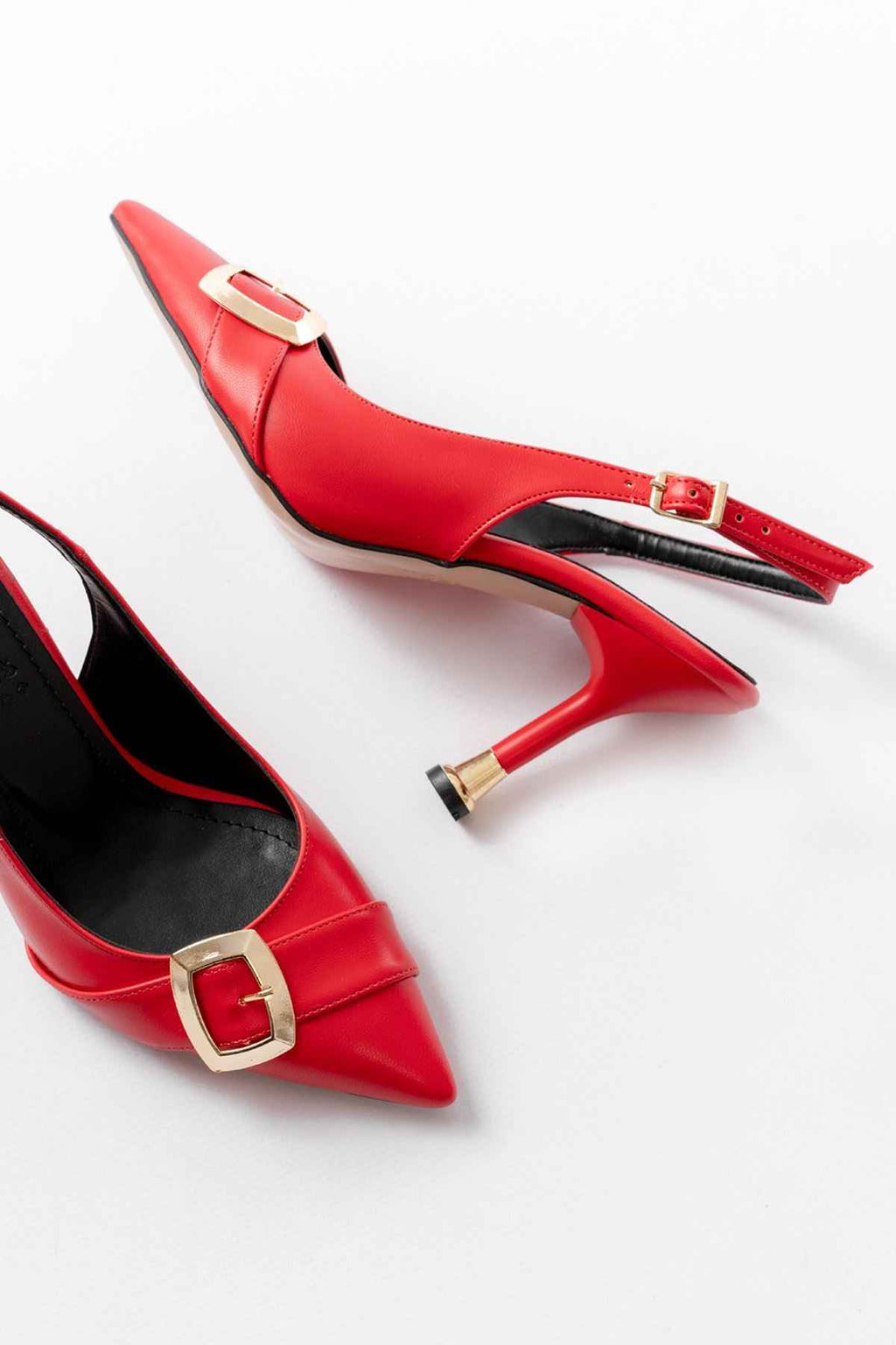 Ayakkabı Aşkı Inf-1151 Kırmızı Günlük Arkası Açık Topuklu Bayan Ayakkabı