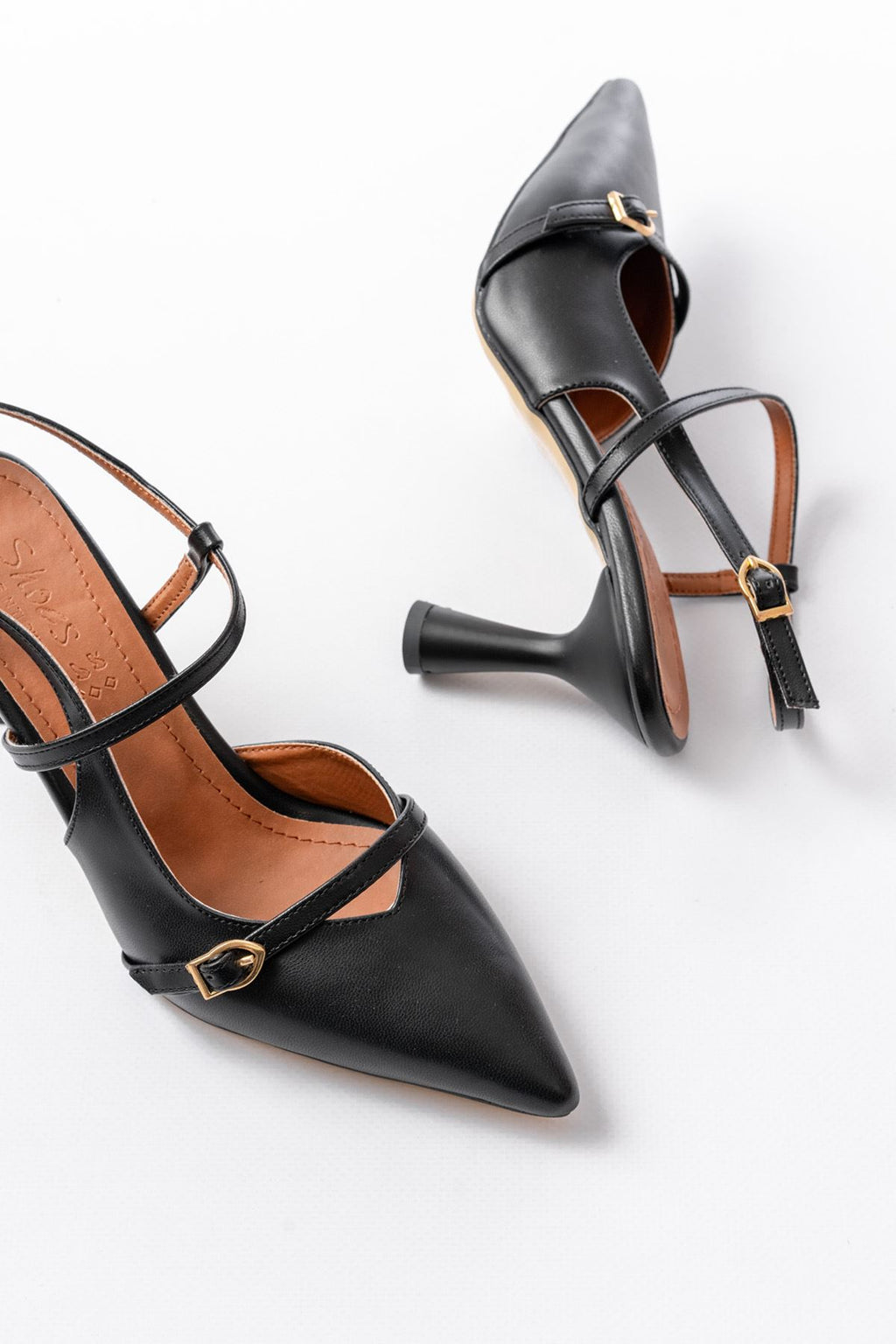 Ayakkabı Aşkı Siyah Cilt Toka Detaylı Sivri Burun Kadın Ayakkabı